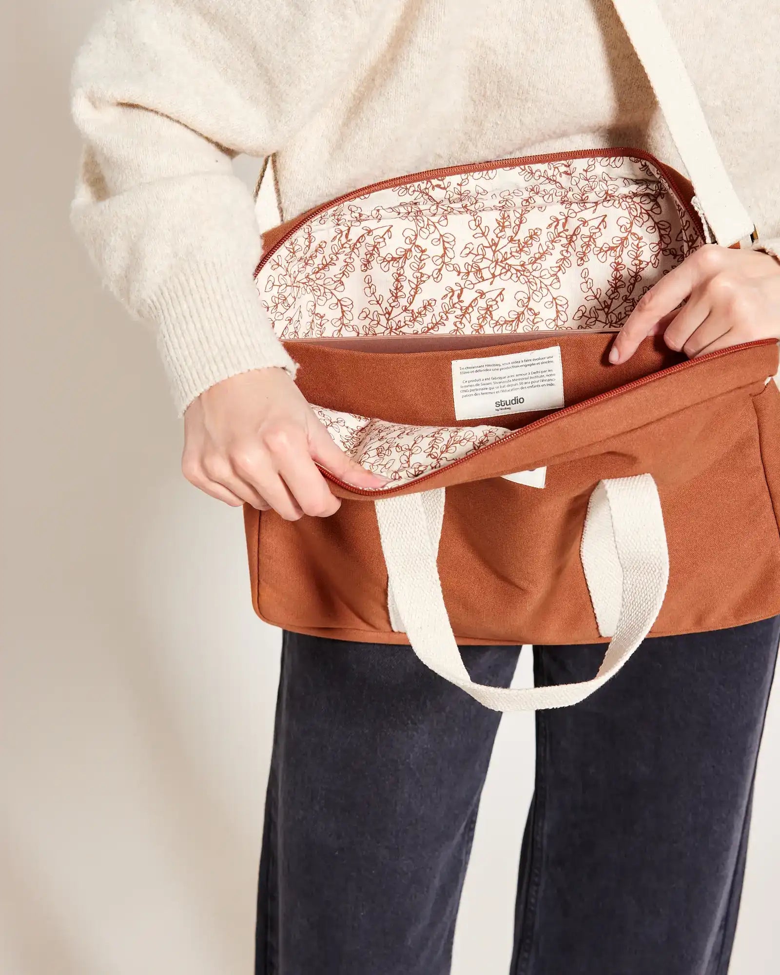 Custom organic cotton laptop bag Hindbag Luis - 15