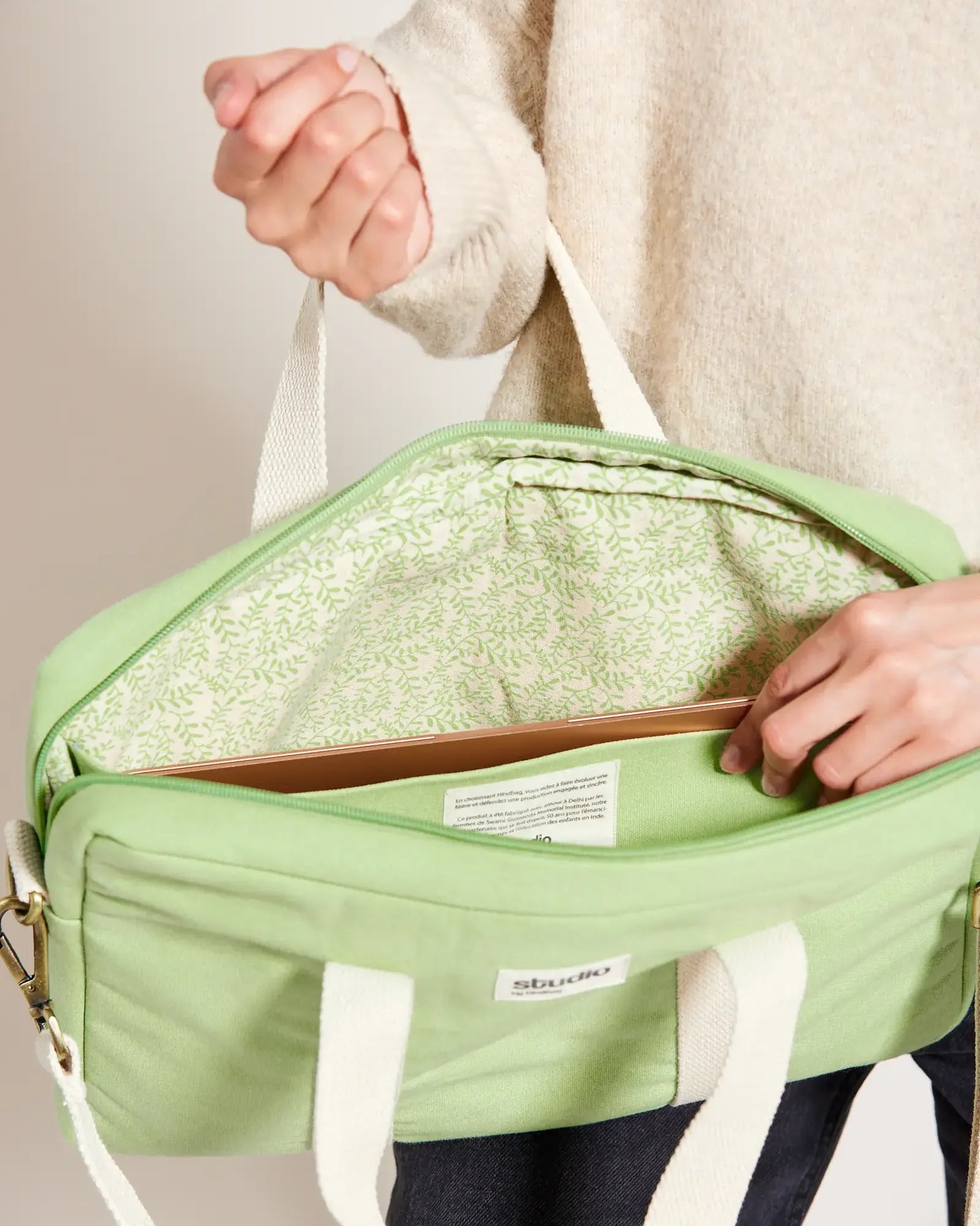 Custom organic cotton laptop bag Hindbag Luis - 17