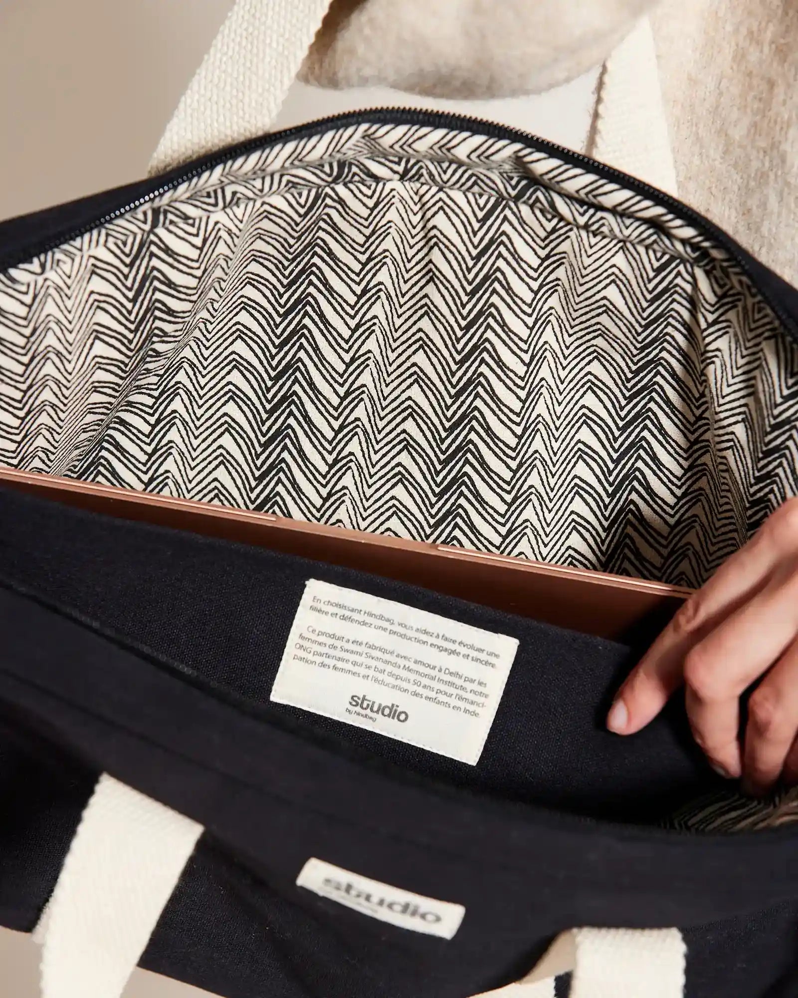 Custom organic cotton laptop bag Hindbag Luis - 3