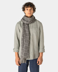Custom wool woven scarf with fringed circle pattern - 1
