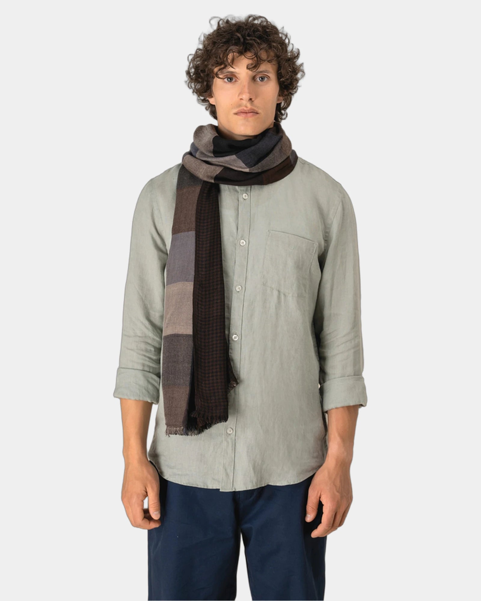 Custom reversible viscose scarf with fringe detail - 1