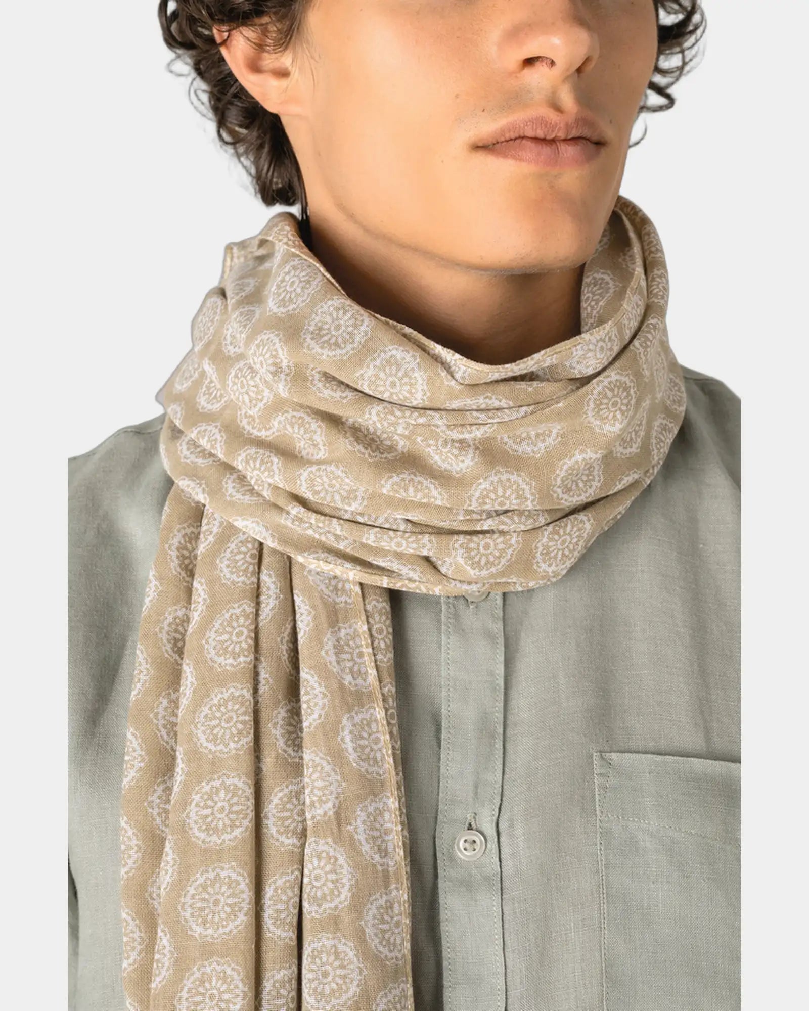 Custom woven cotton scarf with fringe and pattern - 2