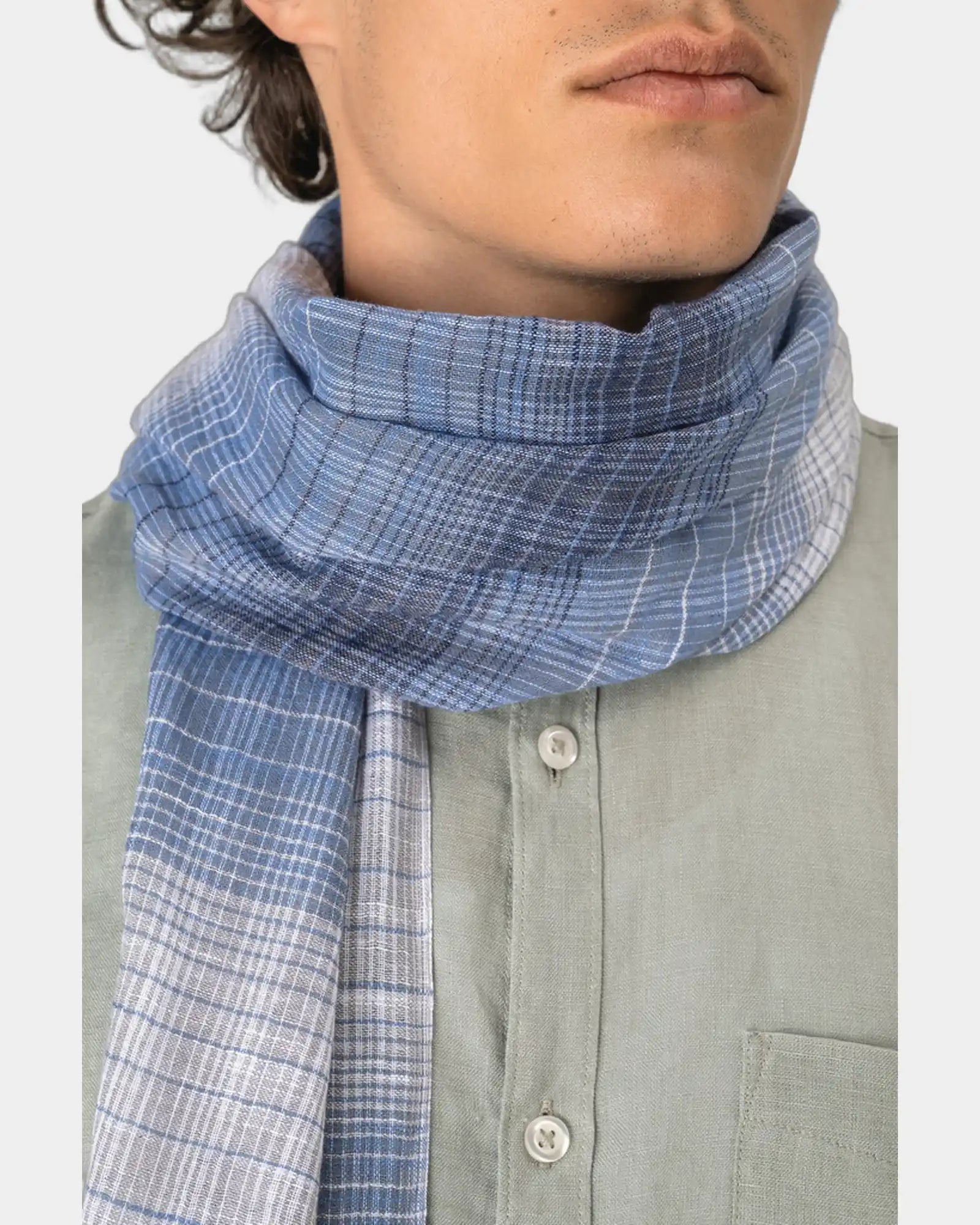 Custom striped cotton woven scarf with fringes - 2