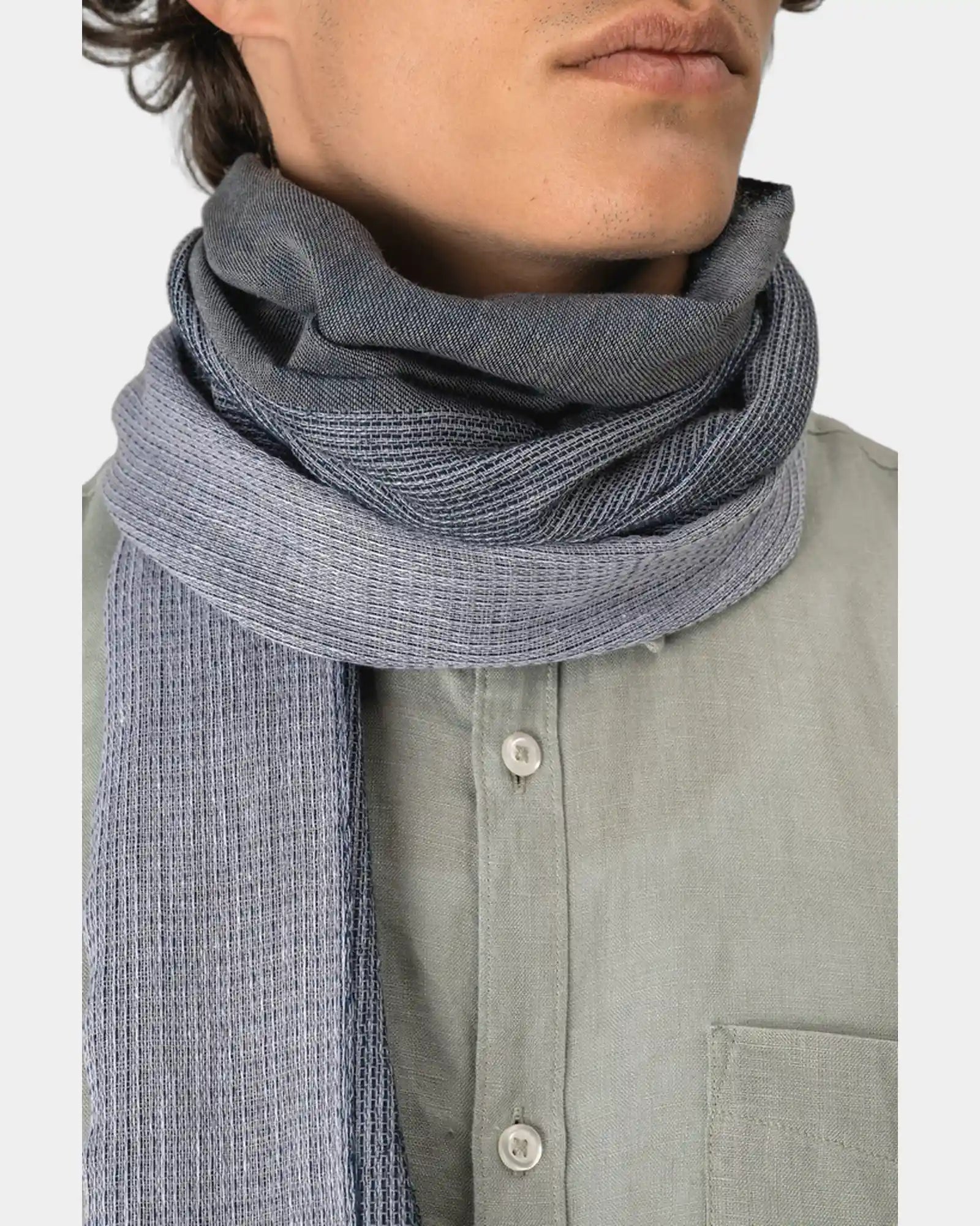 Custom cotton twill scarf unisex woven fringe - 2