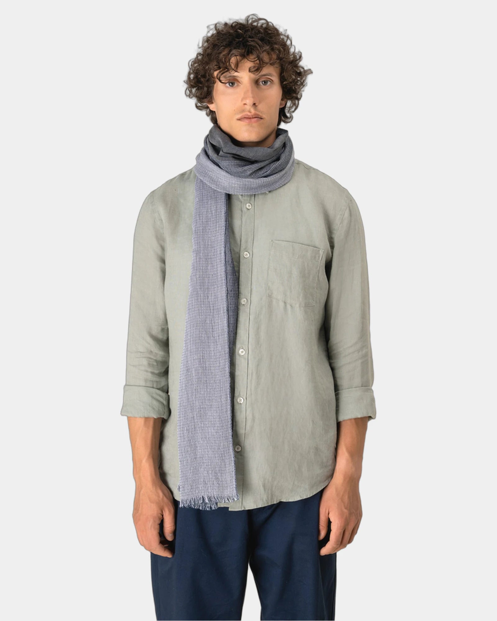 Custom cotton twill scarf unisex woven fringe - 1