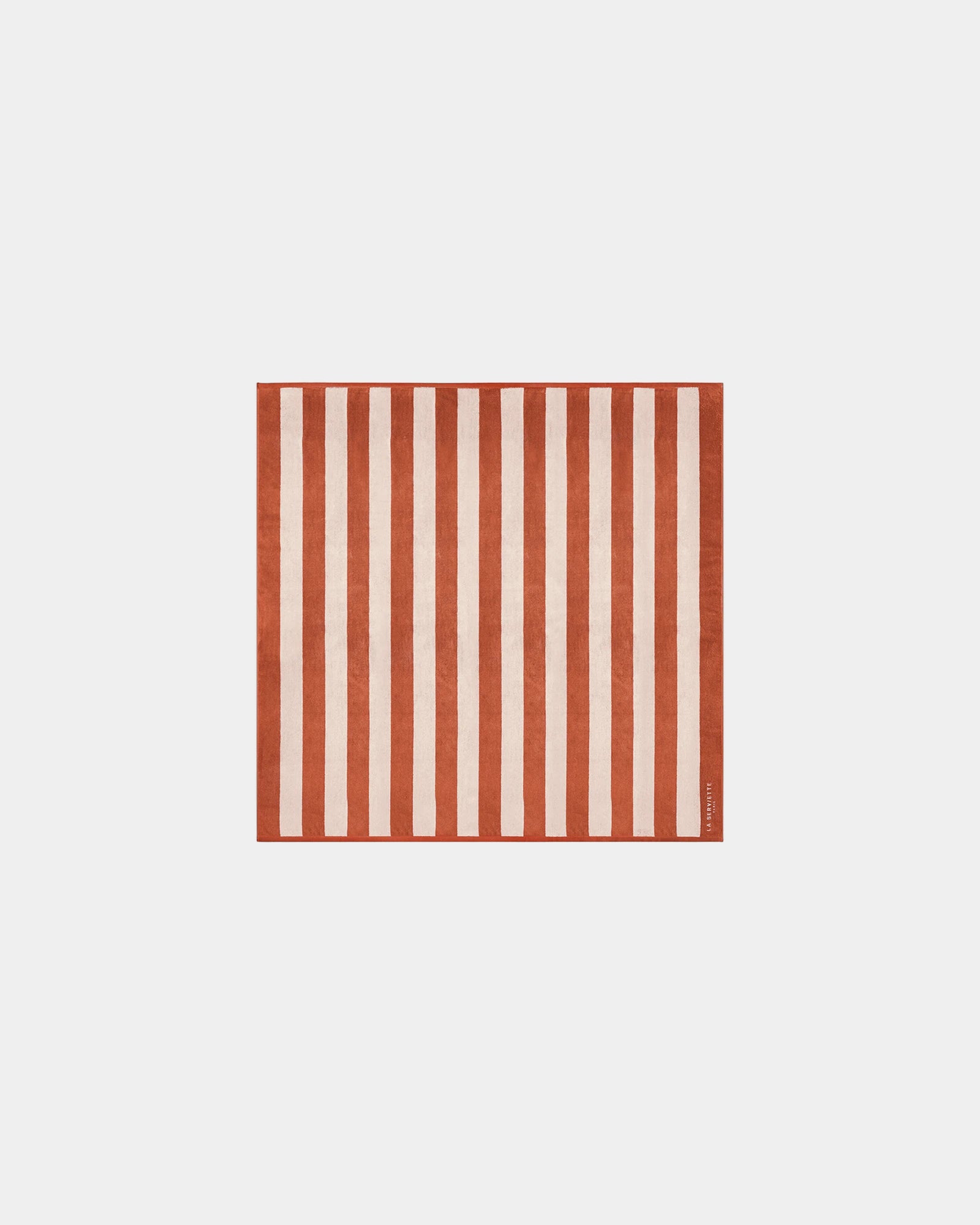 Custom eco-friendly beach towel LA SERVIETTE PARIS - Rust / Cream