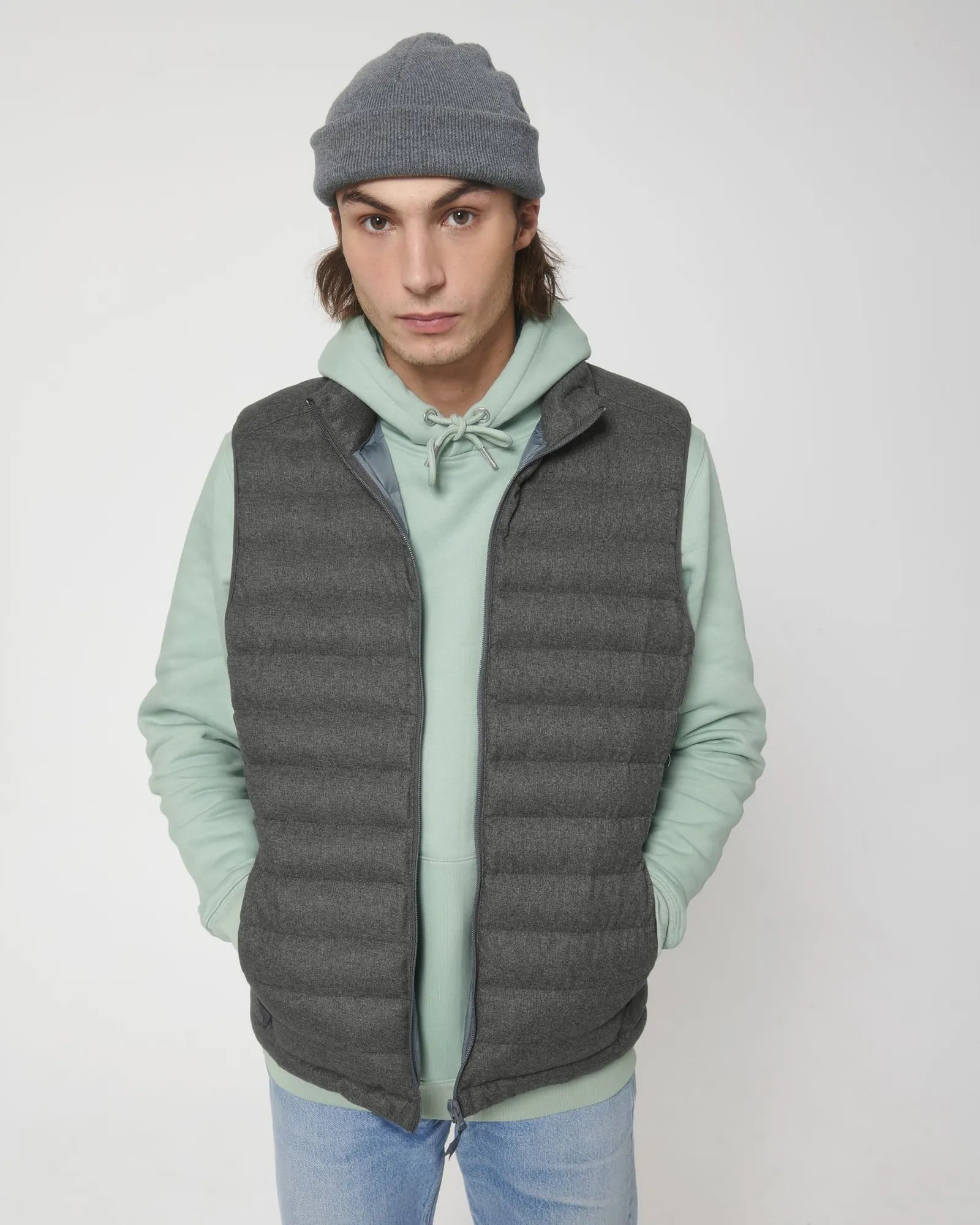 Custom recycled polyester vest Stanley/Stella Climber - Deep Metal Heather Grey