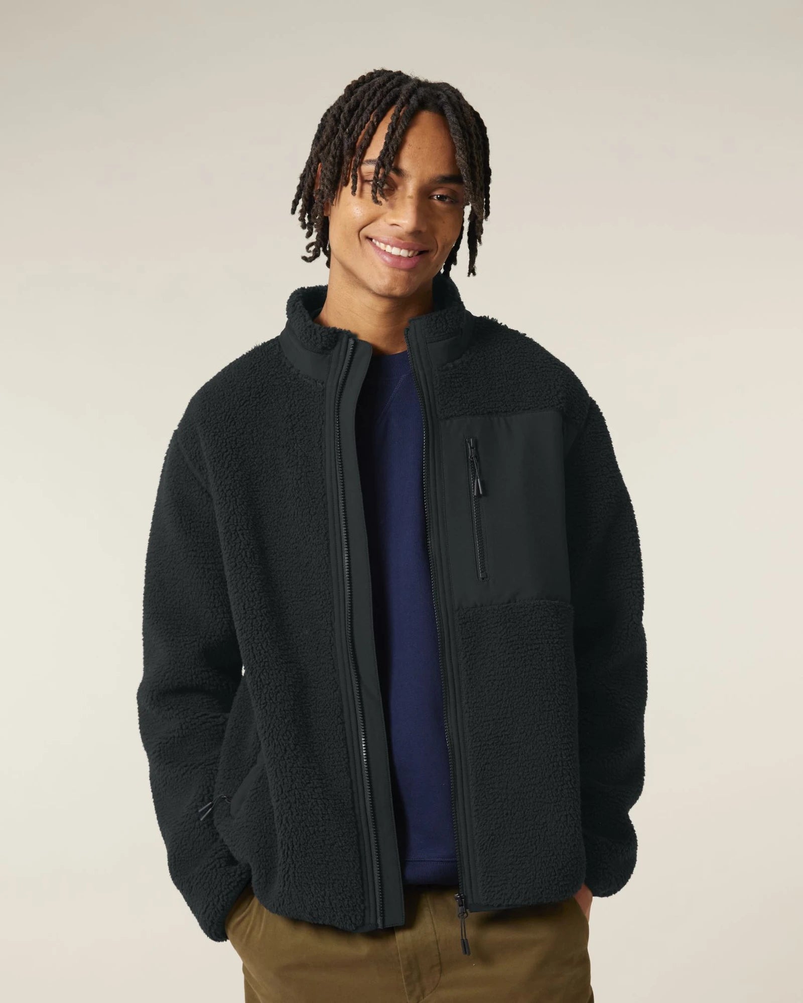 Custom recycled polyester relaxed fit jacket Stanley/Stella - Black