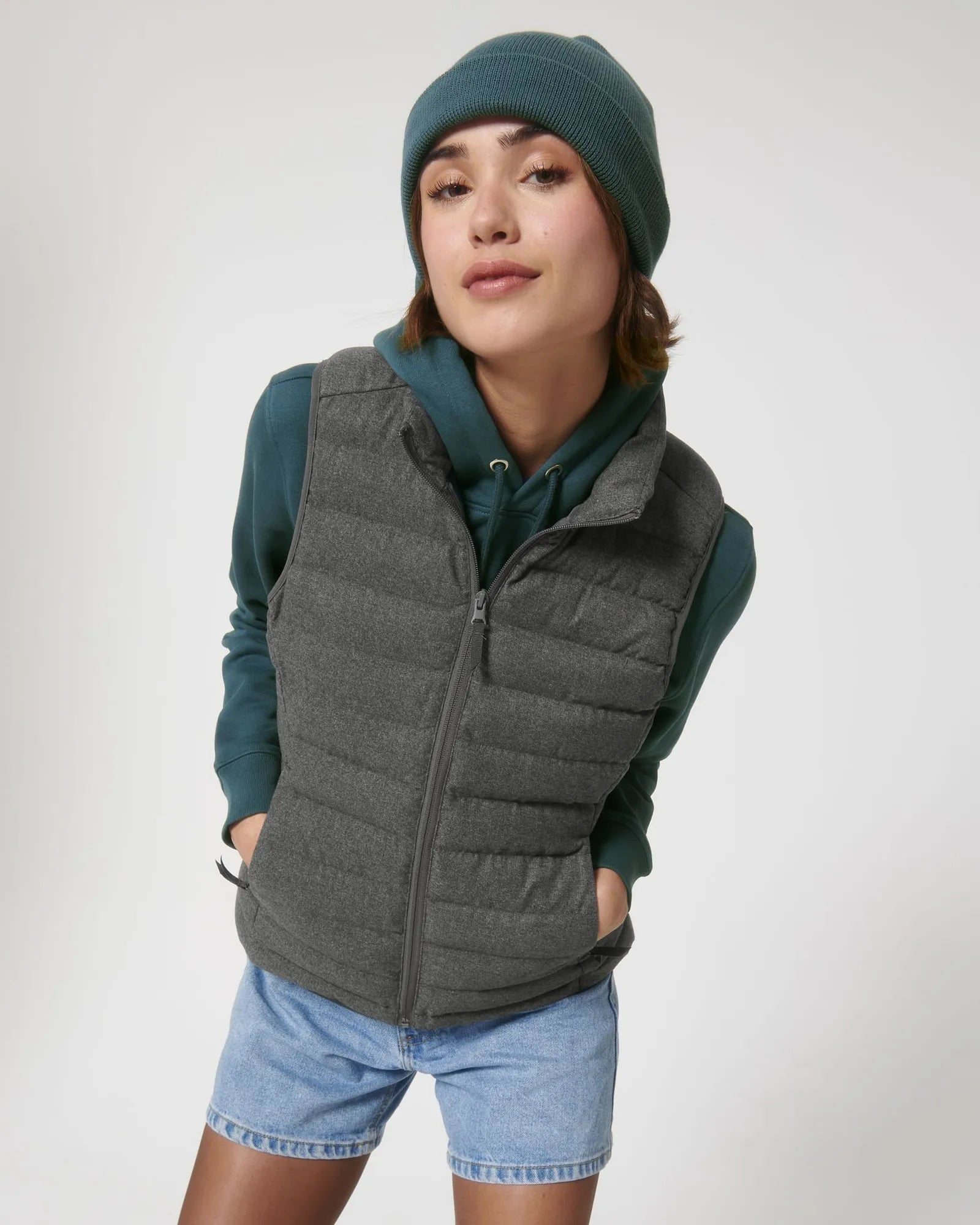 Custom recycled polyester women's bodywarmer Stanley/Stella - Deep Metal Heather Grey