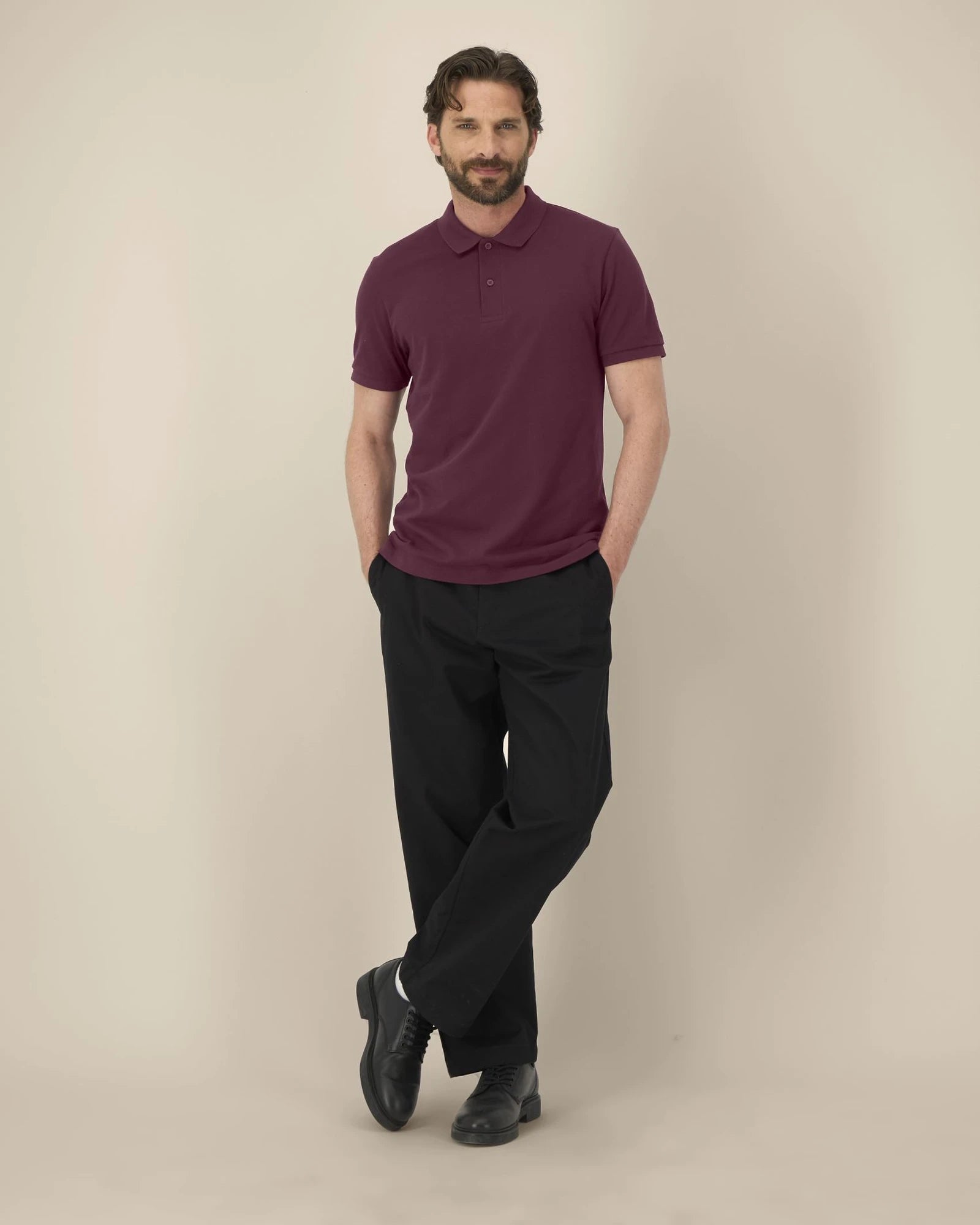 Custom organic cotton polo Stanley/Stella Stella Coaster - Deep Plum