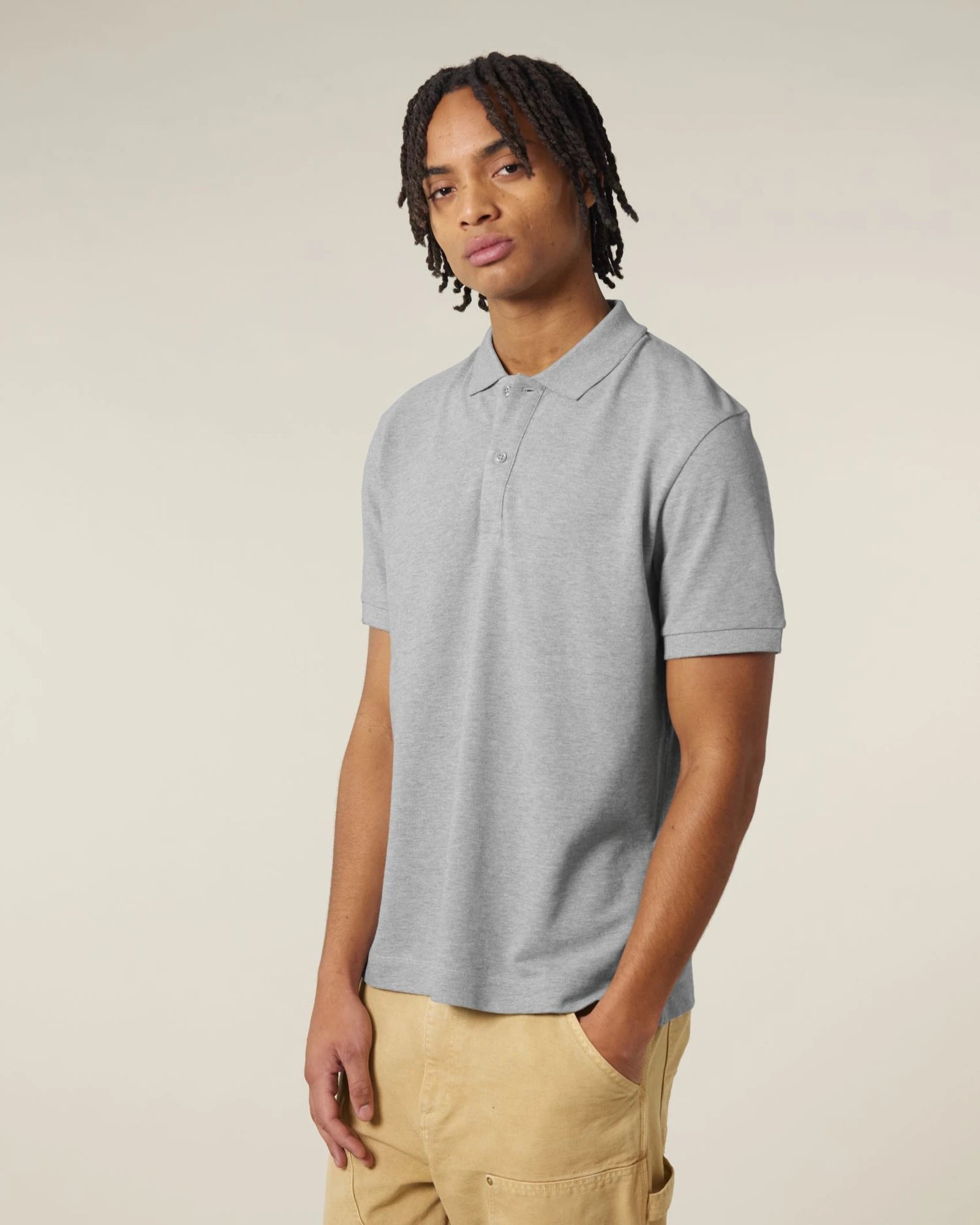 Custom organic cotton polo Stanley/Stella Prepster 2.0 - Heather Grey