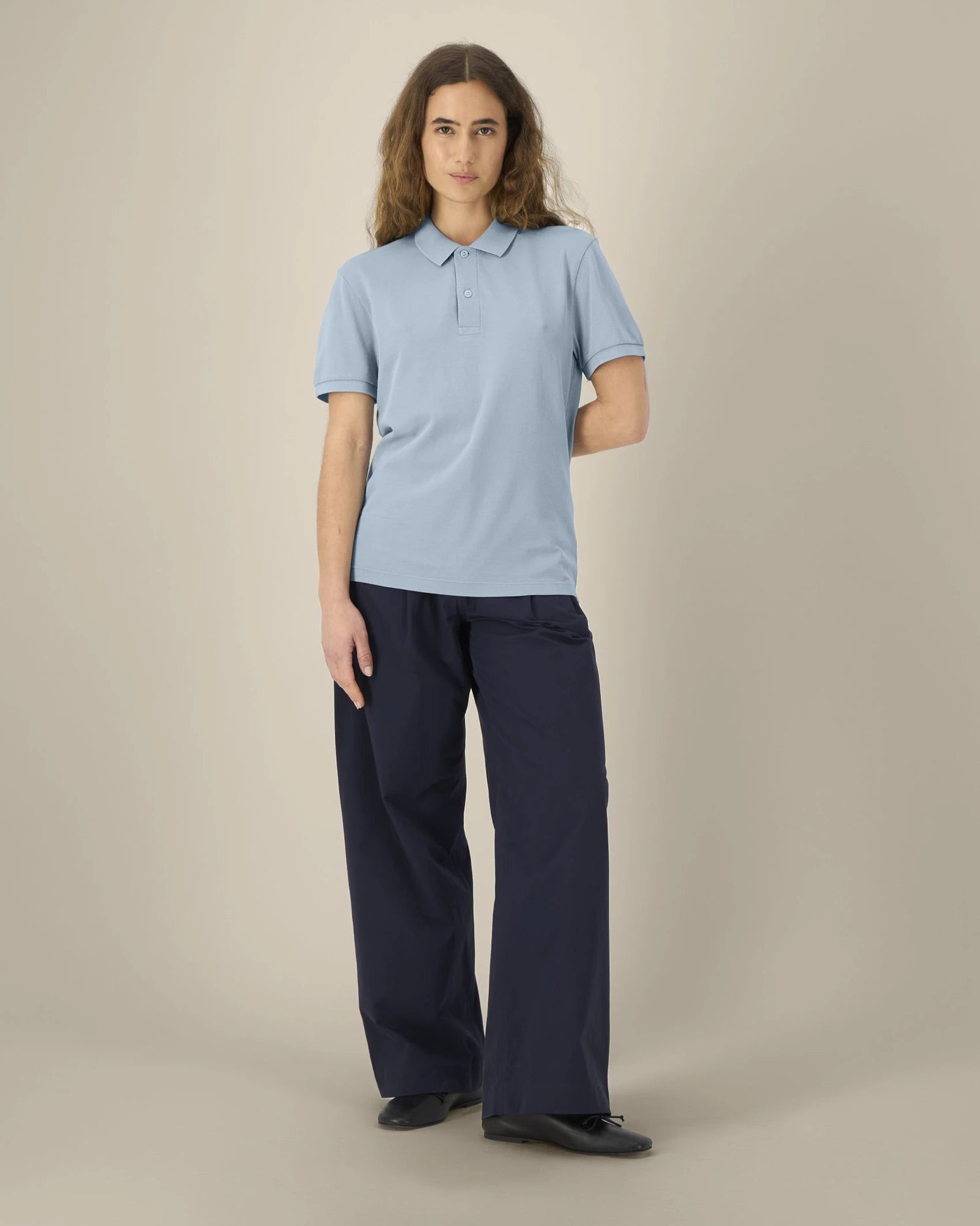 Custom organic cotton polo Stanley/Stella Vintage - G. Dyed Blue Stone