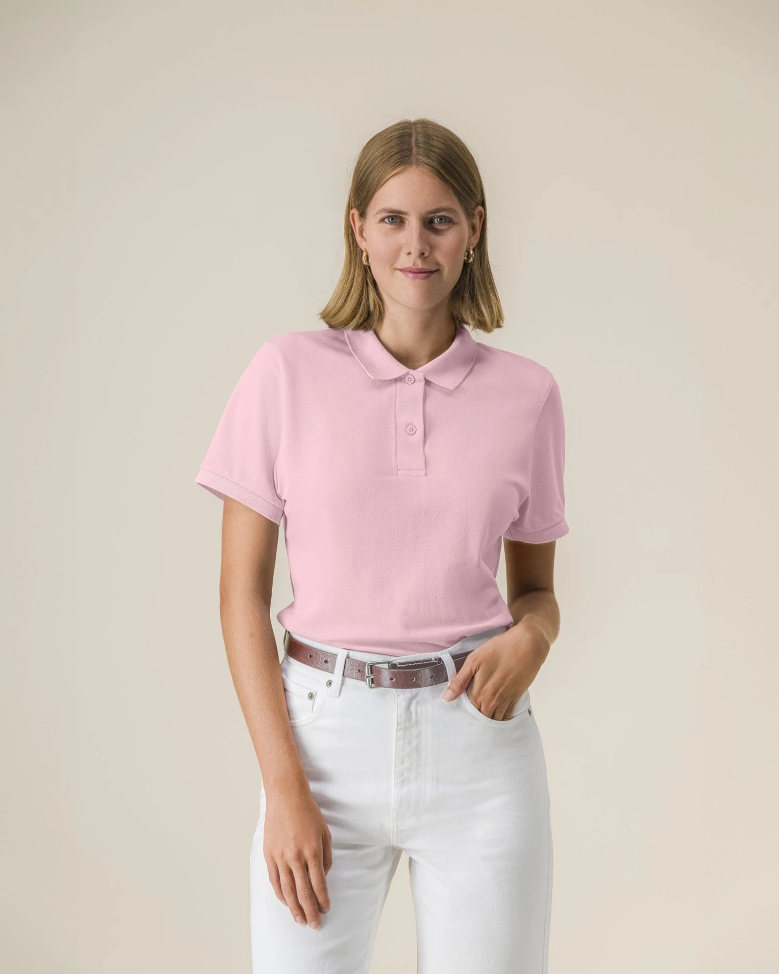 Custom organic cotton polo Stanley/Stella Stella Coaster - Cotton Pink