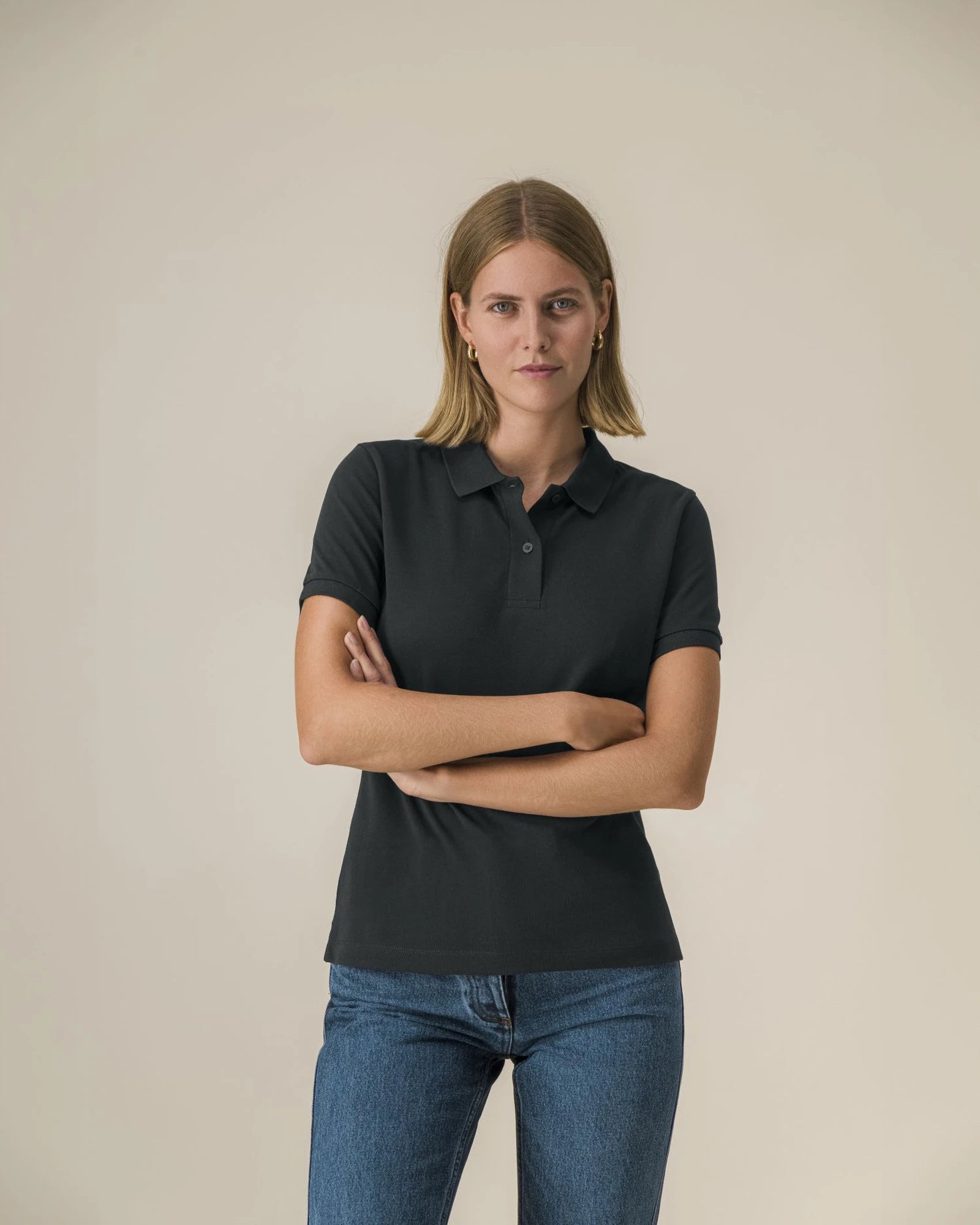 Custom organic cotton polo Stanley/Stella Stella Coaster - Black