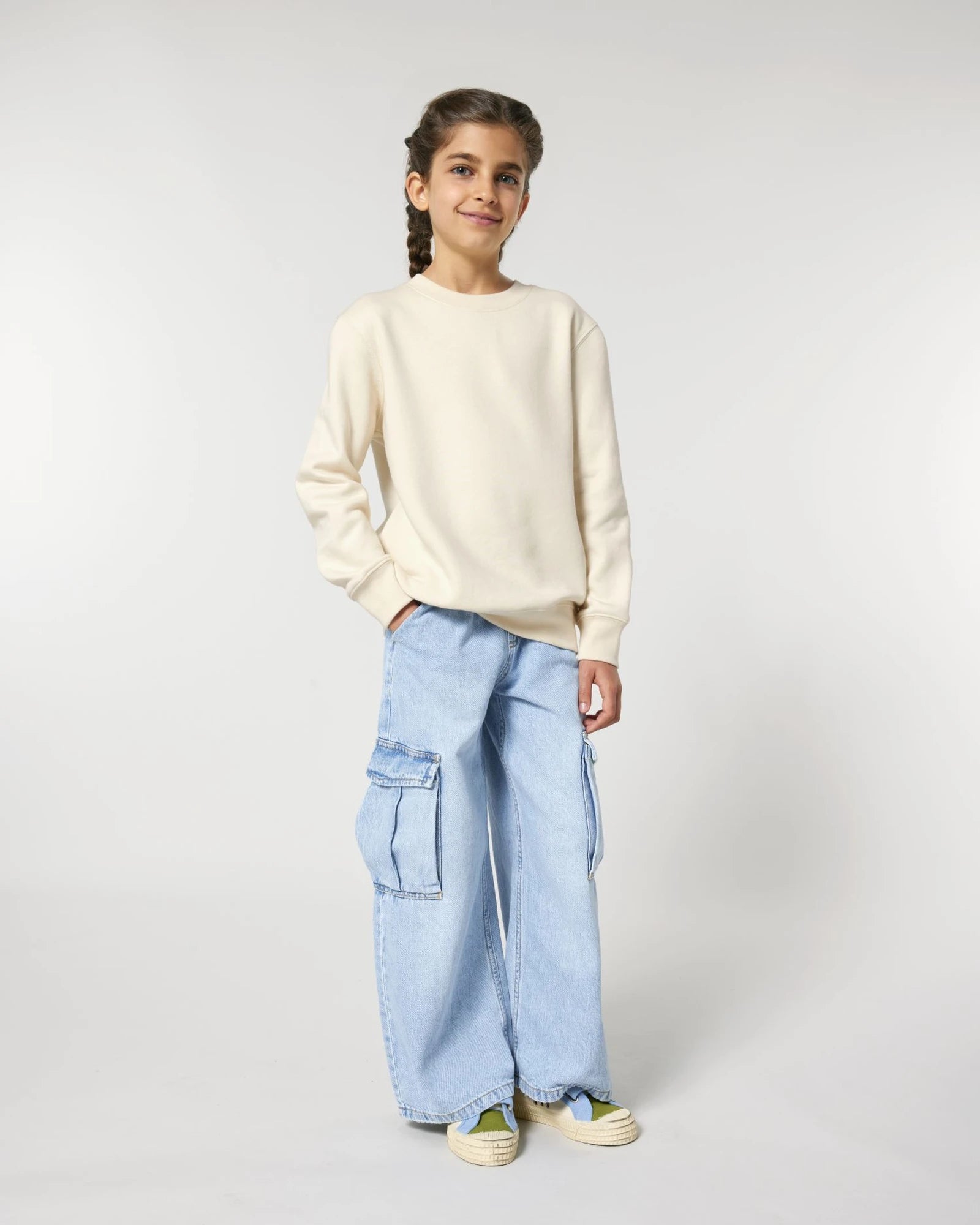 Custom organic cotton sweatshirt Stanley/Stella Mini Changer - Natural Raw