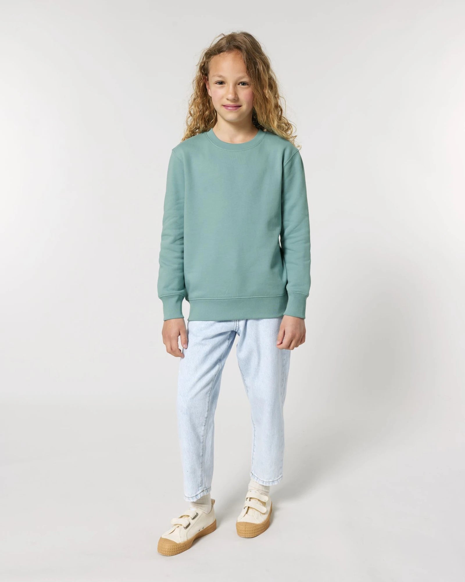 Custom organic cotton sweatshirt Stanley/Stella Mini Changer - Teal Monstera