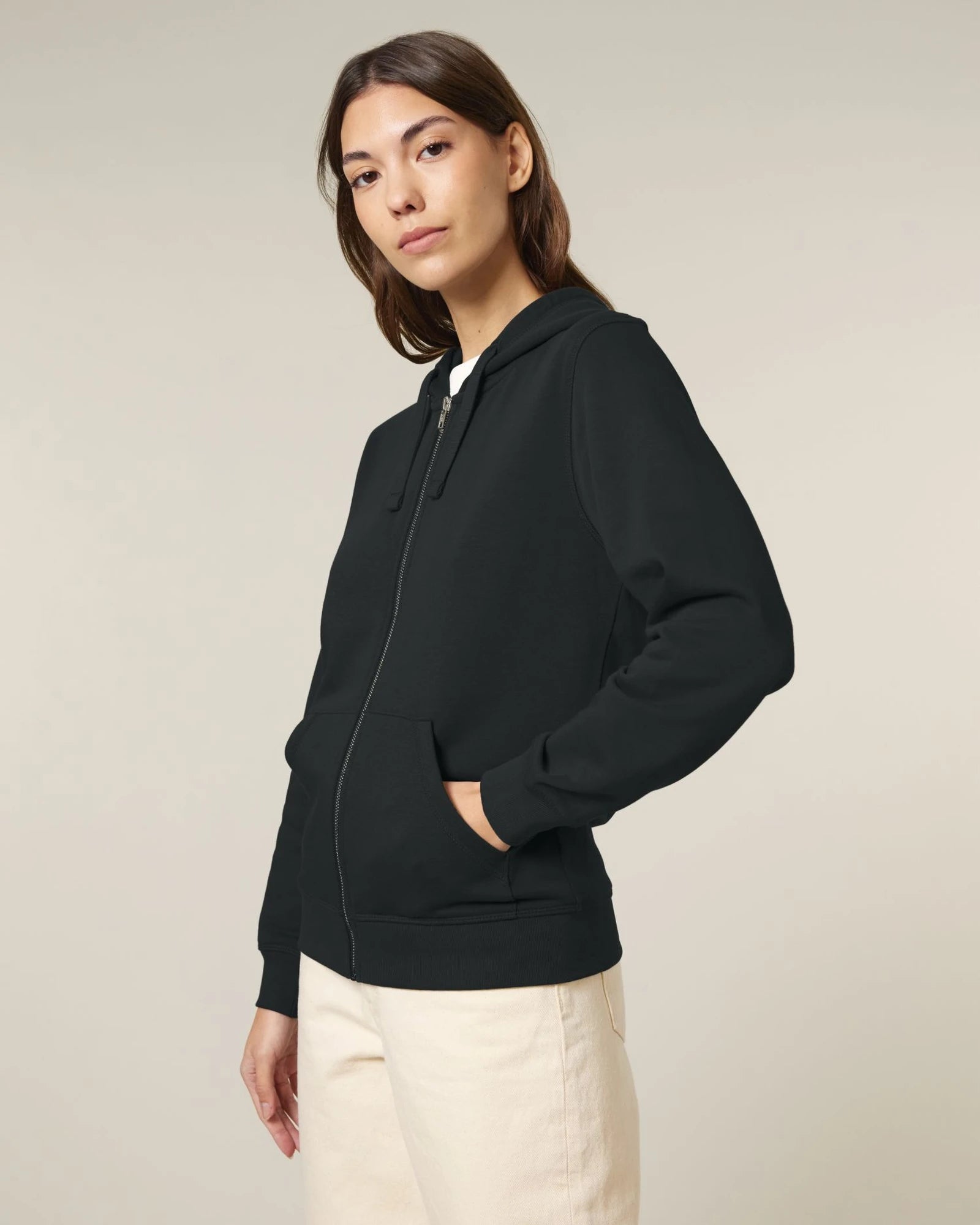 Custom organic cotton zip hoodie Stanley/Stella Mixer - Black