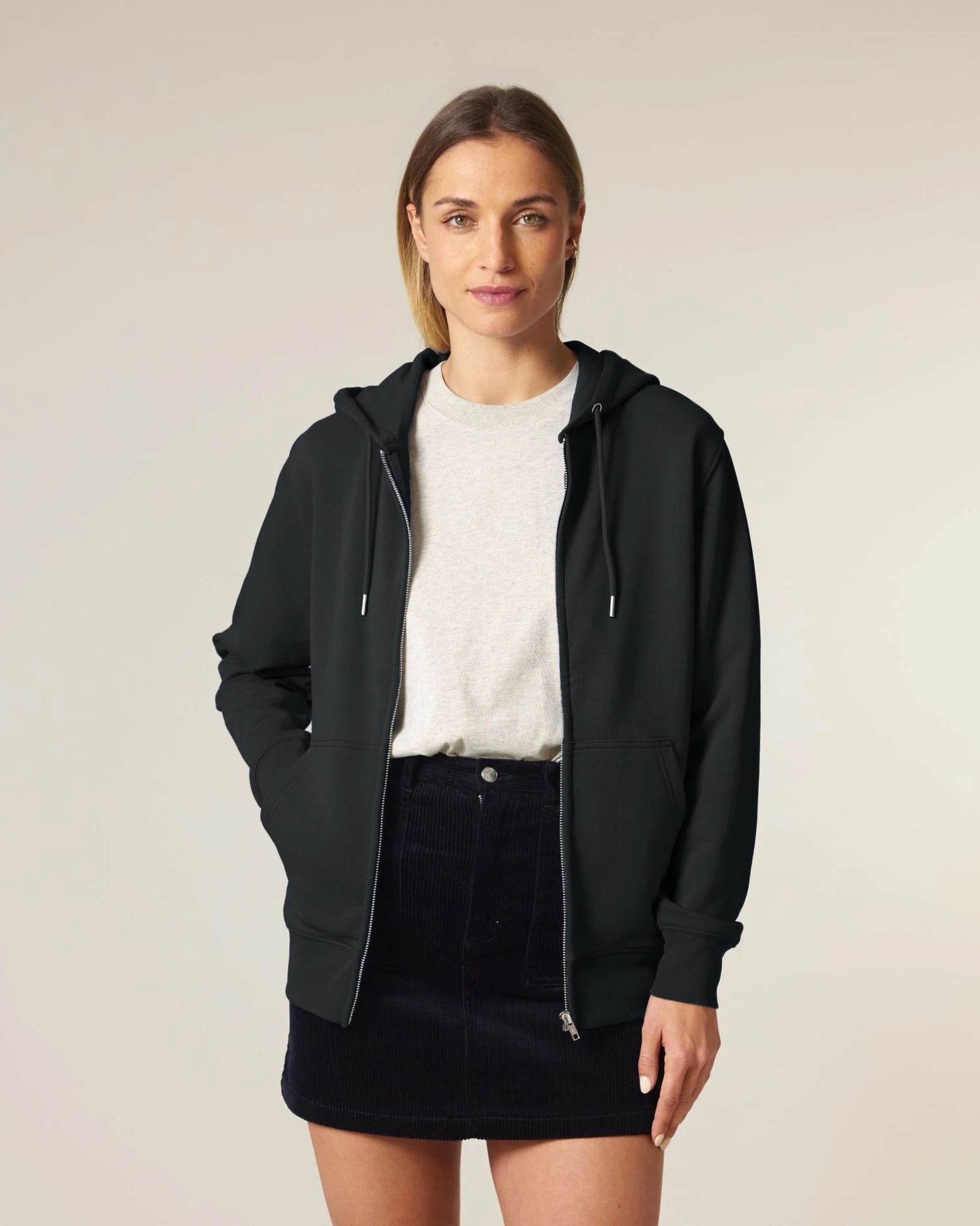 Custom organic cotton zip hoodie Stanley/Stella Connector 2.0 - Black