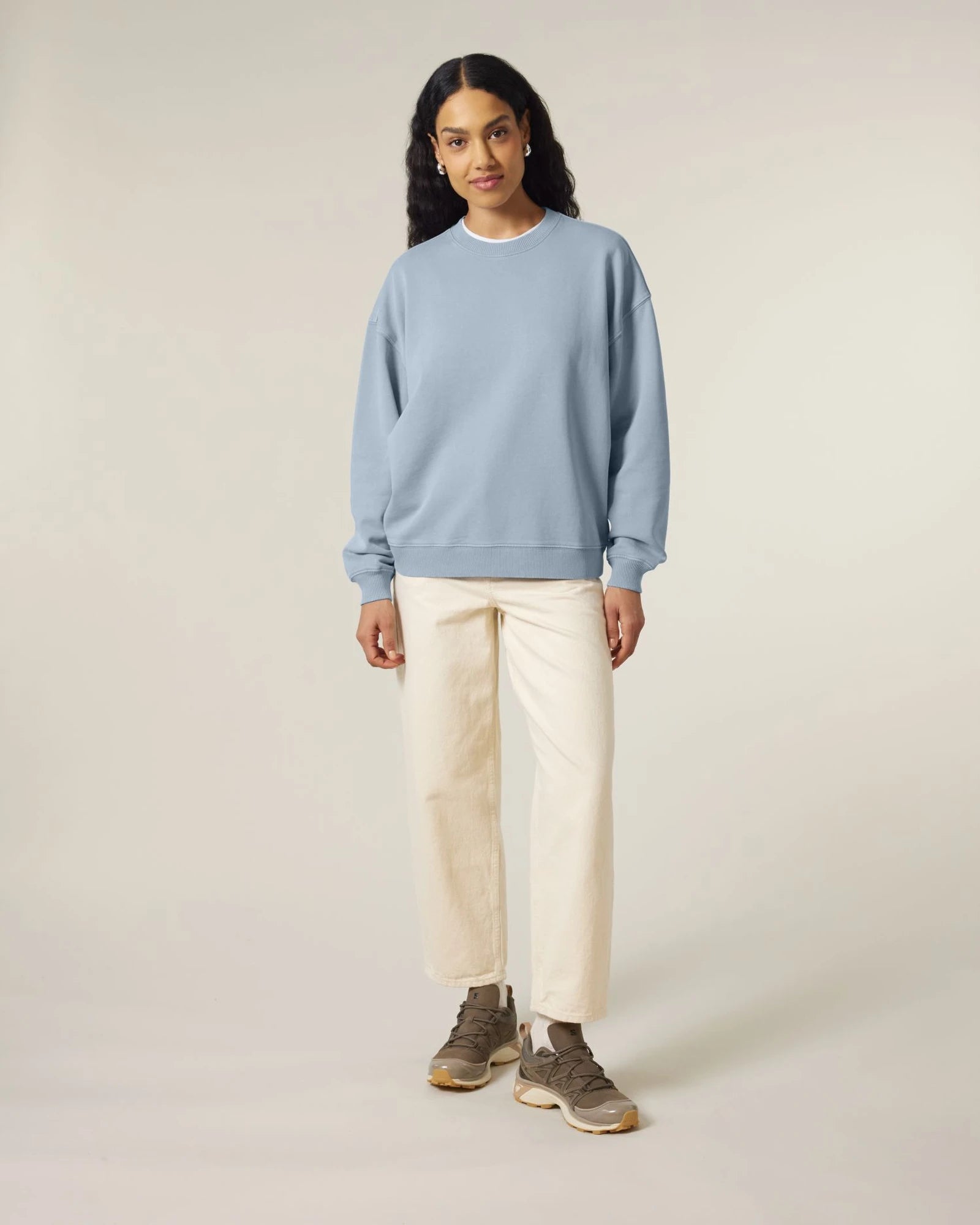 Custom organic cotton crew neck sweatshirt Stanley/Stella Radder 2.0 - G. Dyed Blue Stone