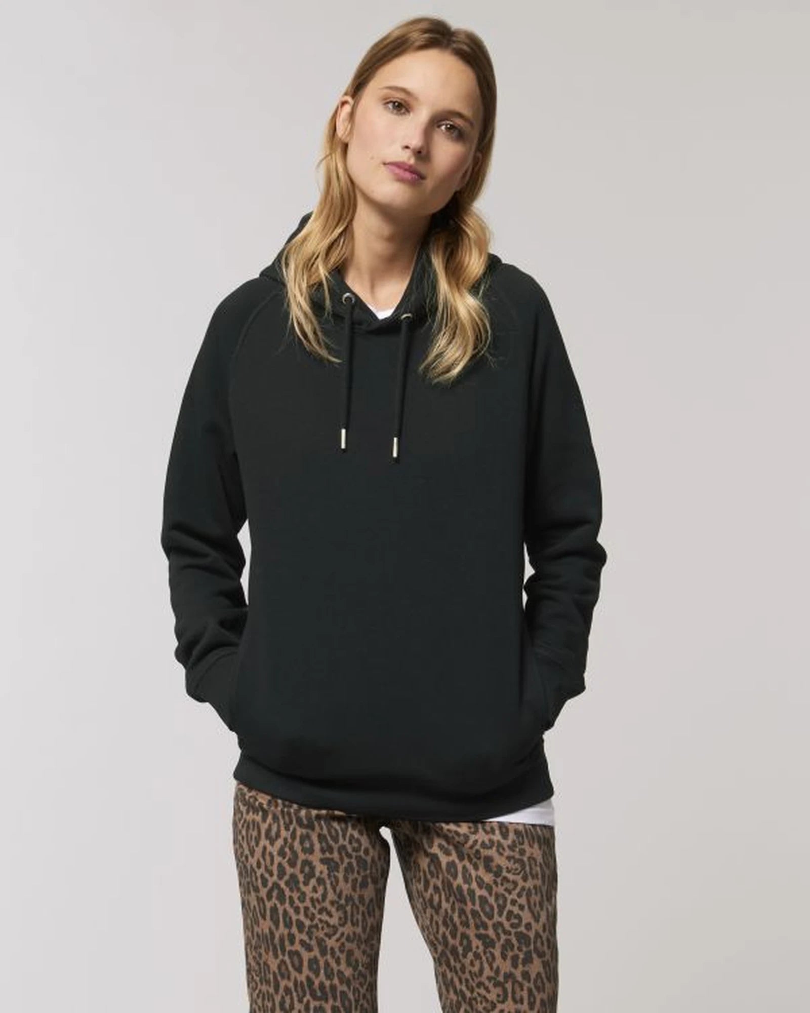 Custom organic cotton hoodie sweatshirt Stanley/Stella Sider - Black