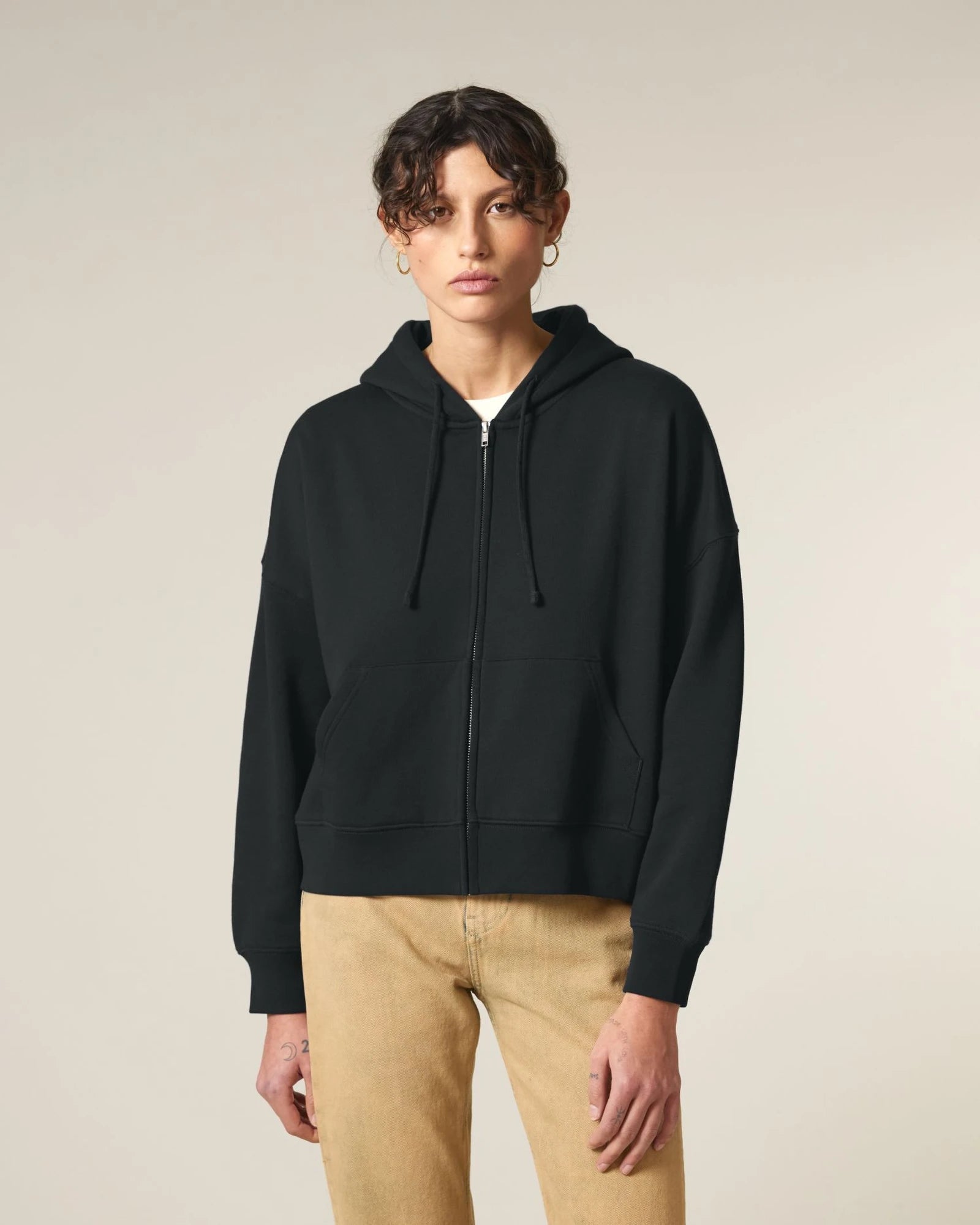 Custom organic cotton zip hoodie Stanley/Stella Ida - Black