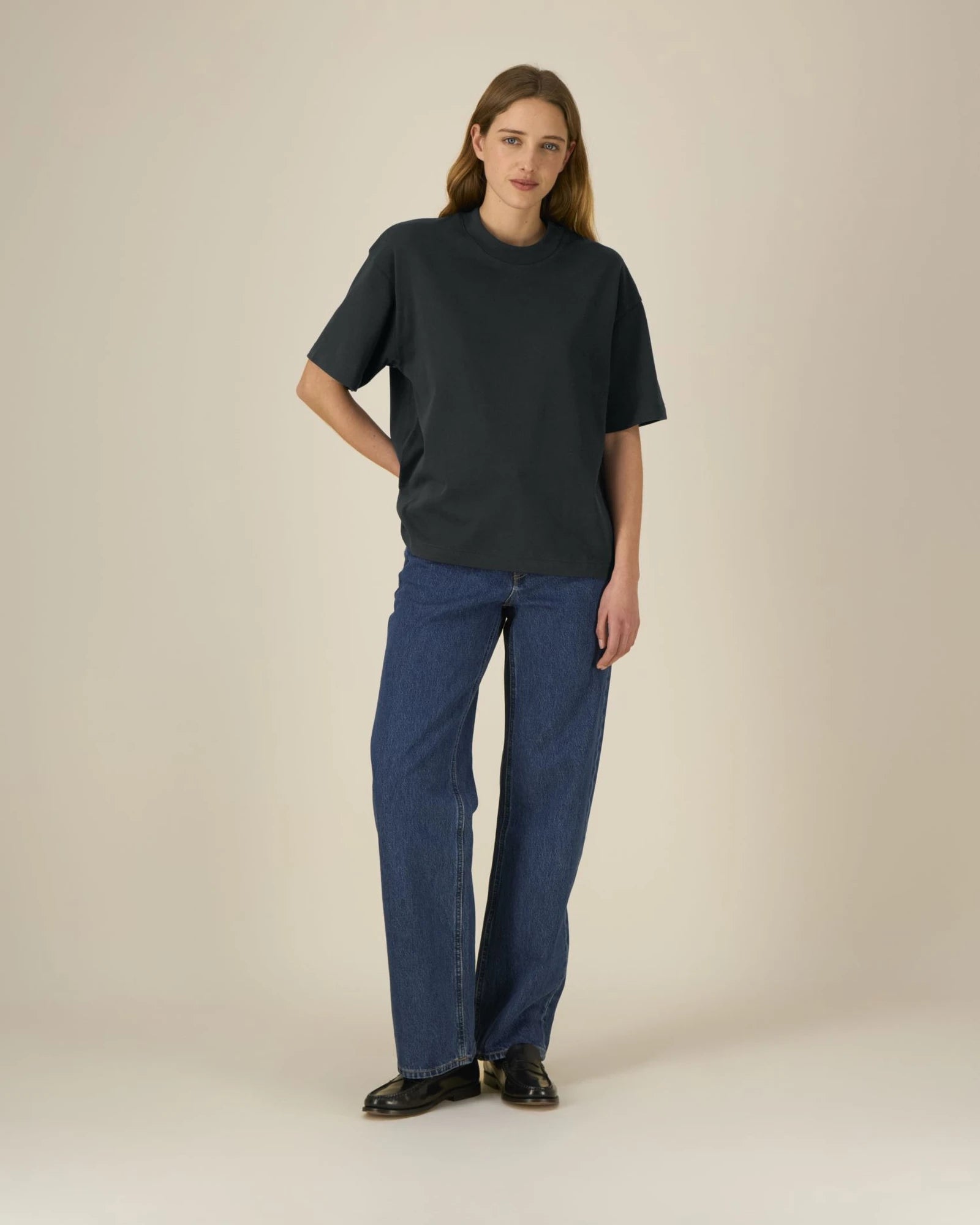 Custom organic cotton oversized T-shirt Stanley/Stella Asher - Black