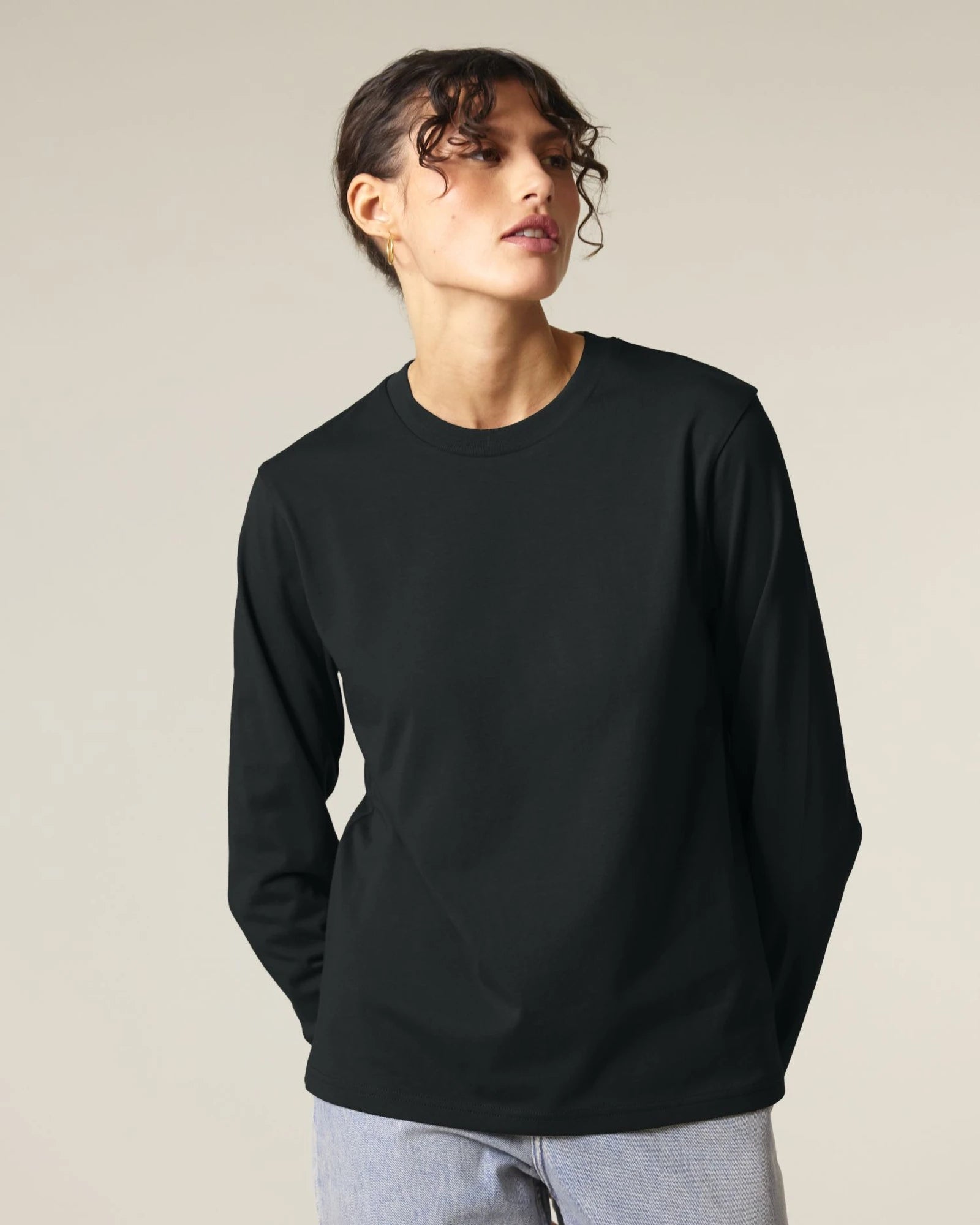Custom organic cotton long sleeve tee Stanley/Stella - Black