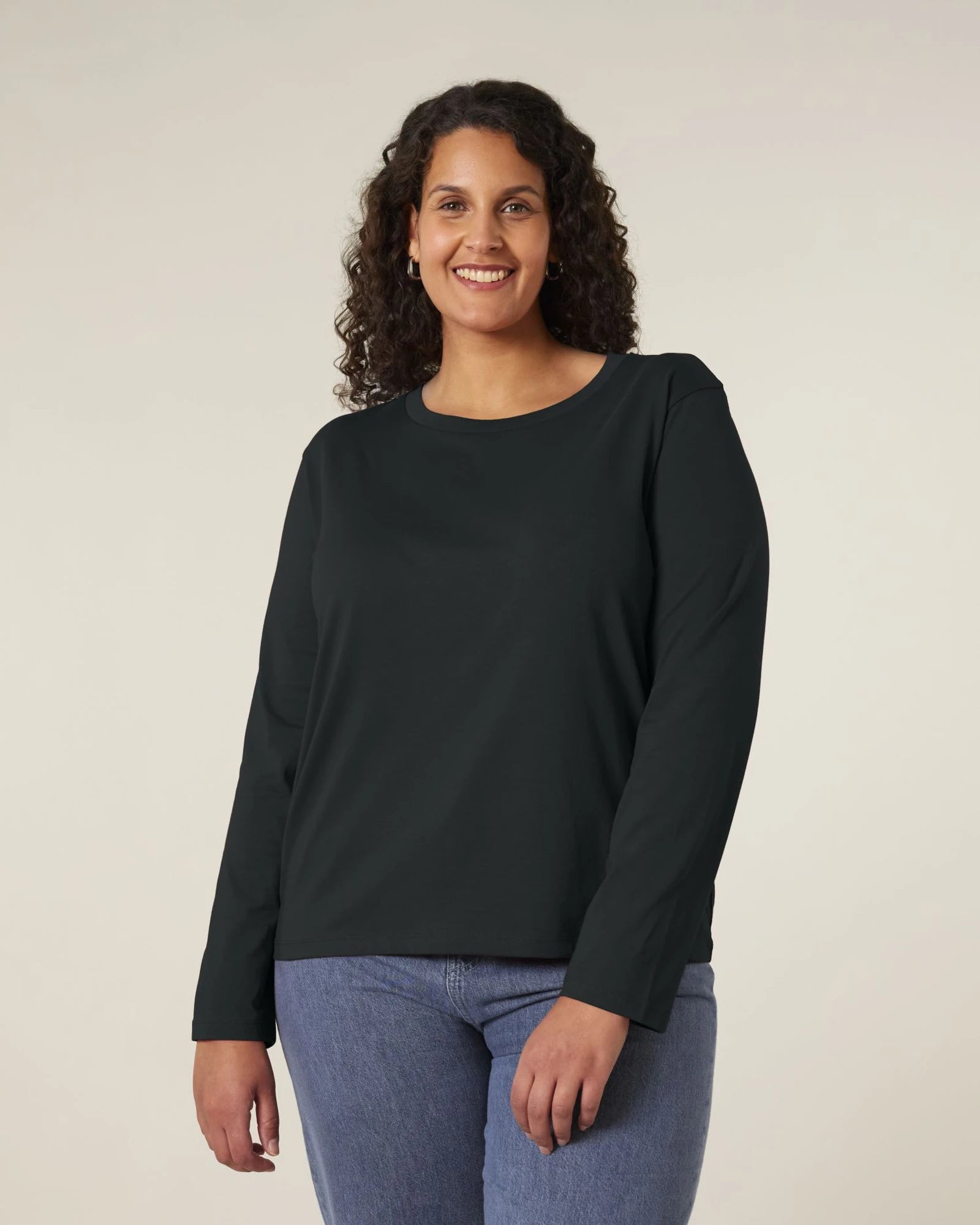 Custom organic cotton long sleeve T-shirt Stanley/Stella - Black
