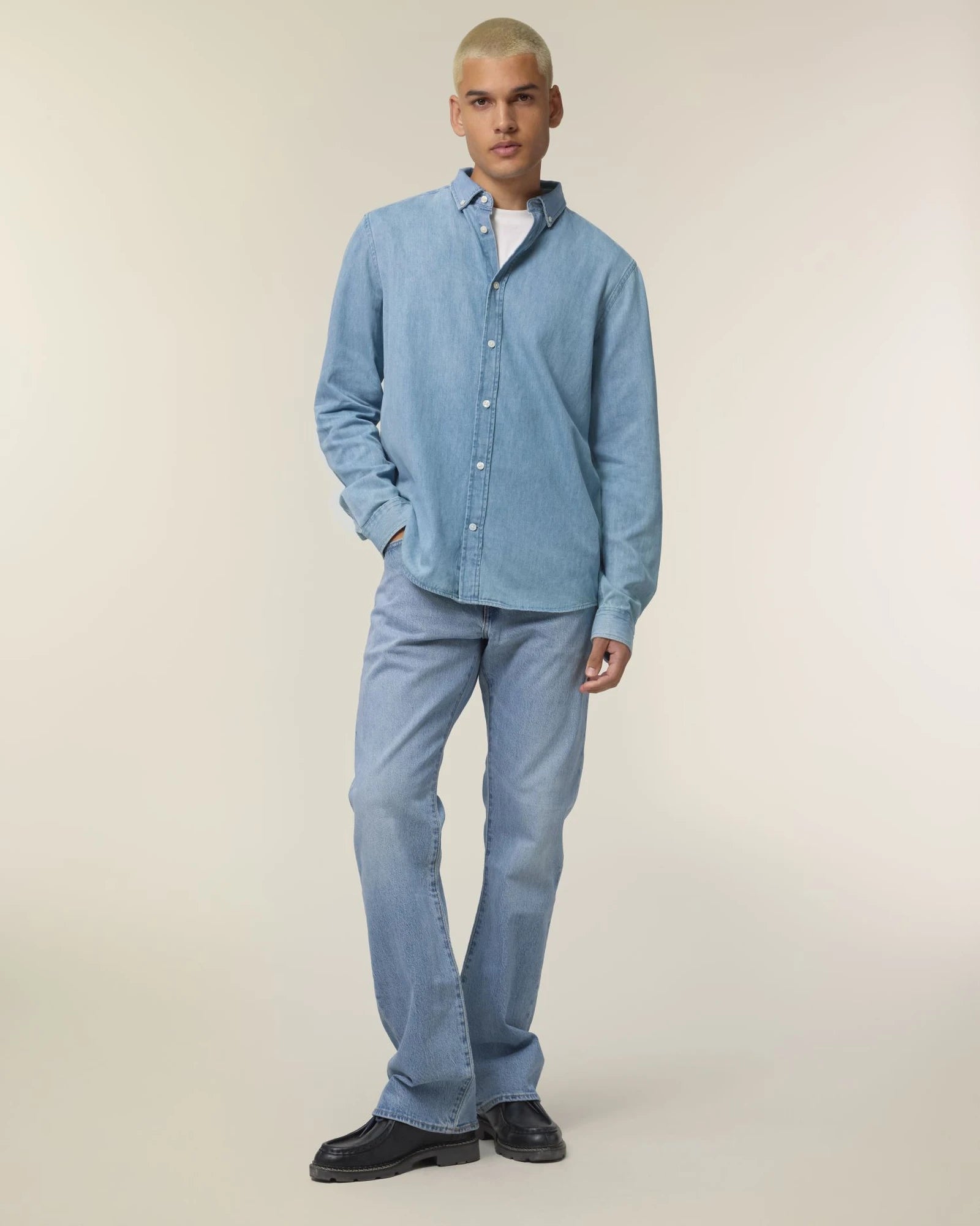 Custom organic cotton shirt Stanley/Stella Denim - Light Wash