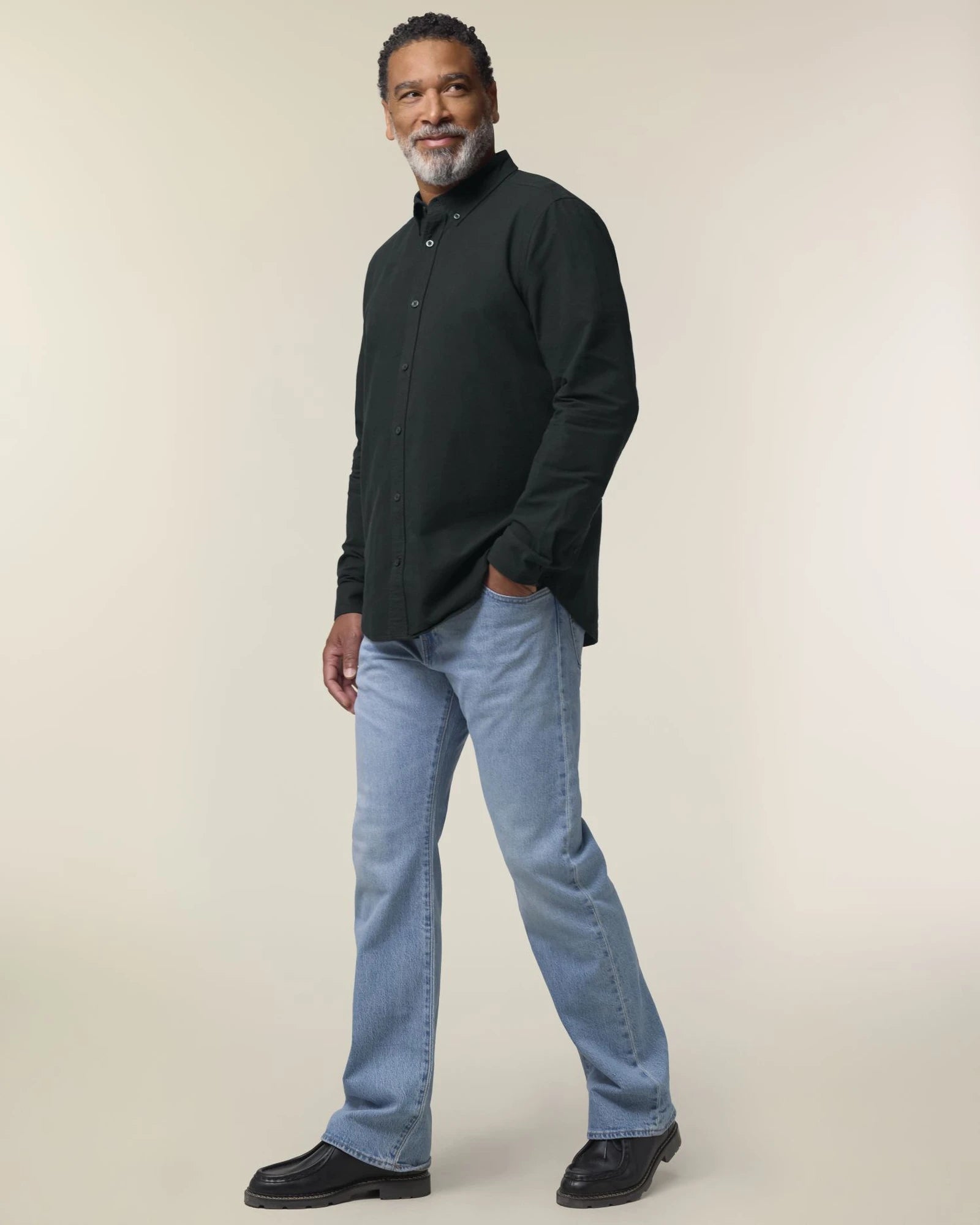 Custom organic cotton shirt Stanley/Stella Oxford - Black