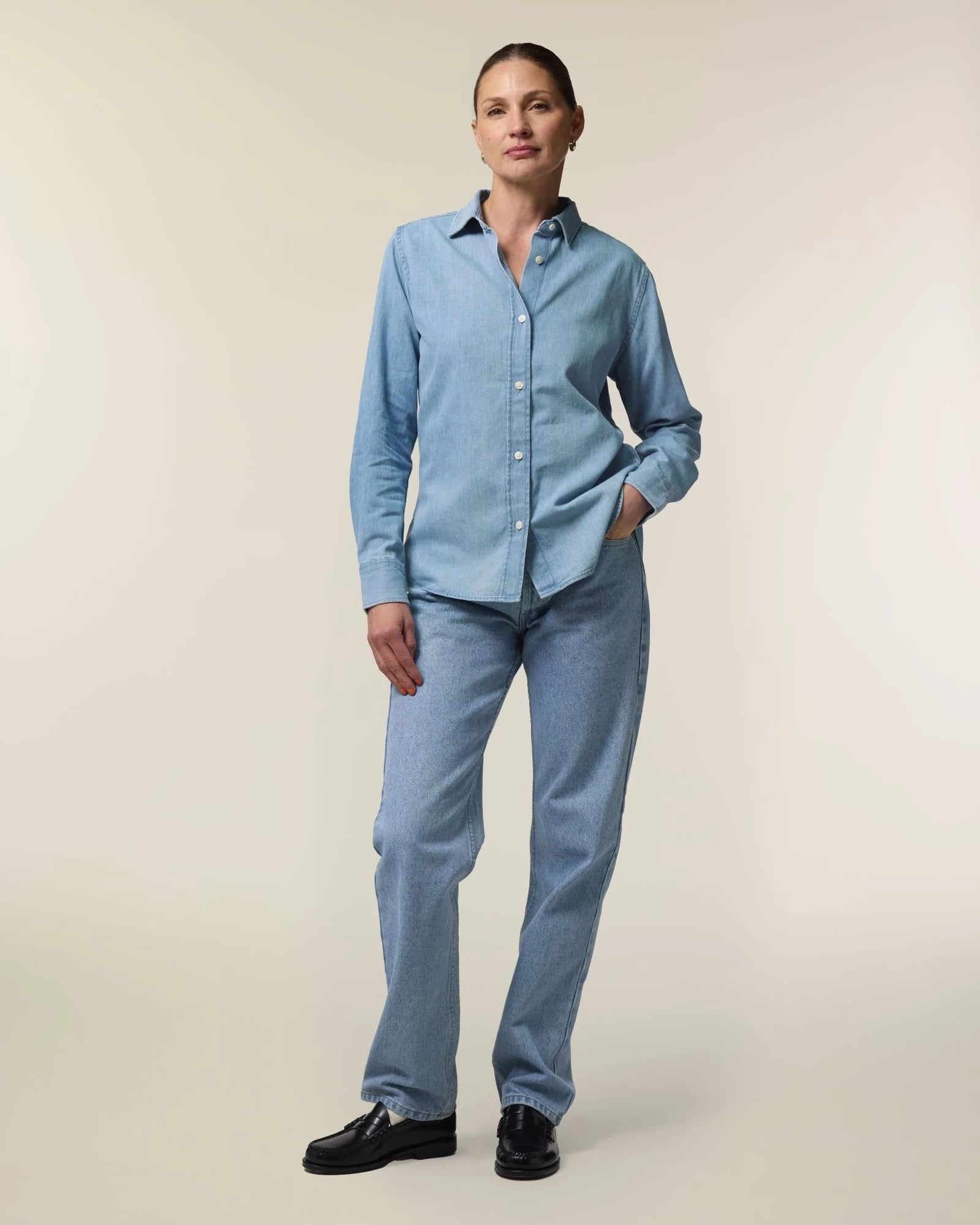 Custom organic cotton shirt Stanley/Stella Stella - Light Wash