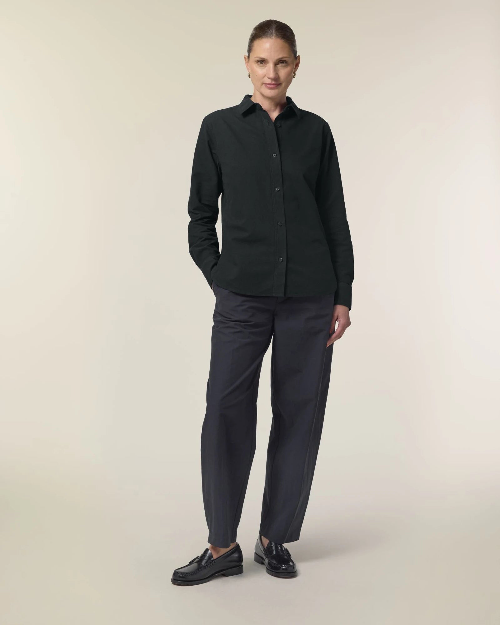 Custom organic cotton shirt Stanley/Stella Oxford - Black
