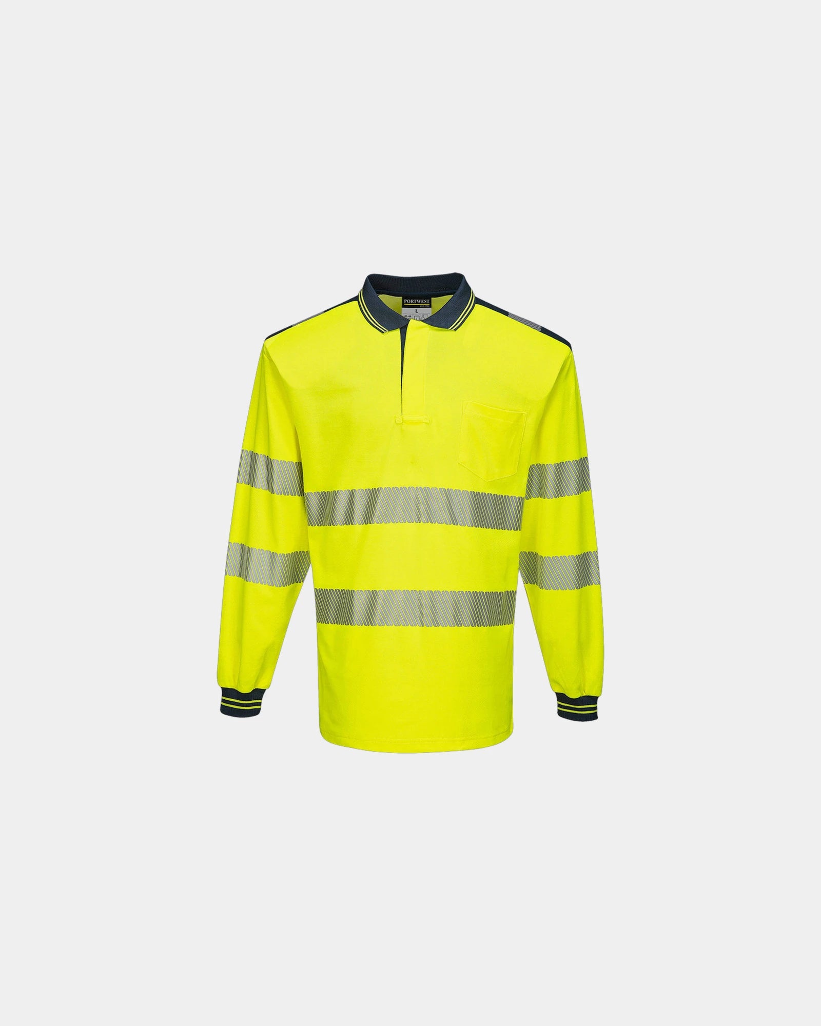 Custom high-visibility long sleeve polo - Yellow-Navy
