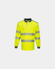 Custom high-visibility long sleeve polo - Yellow-Navy