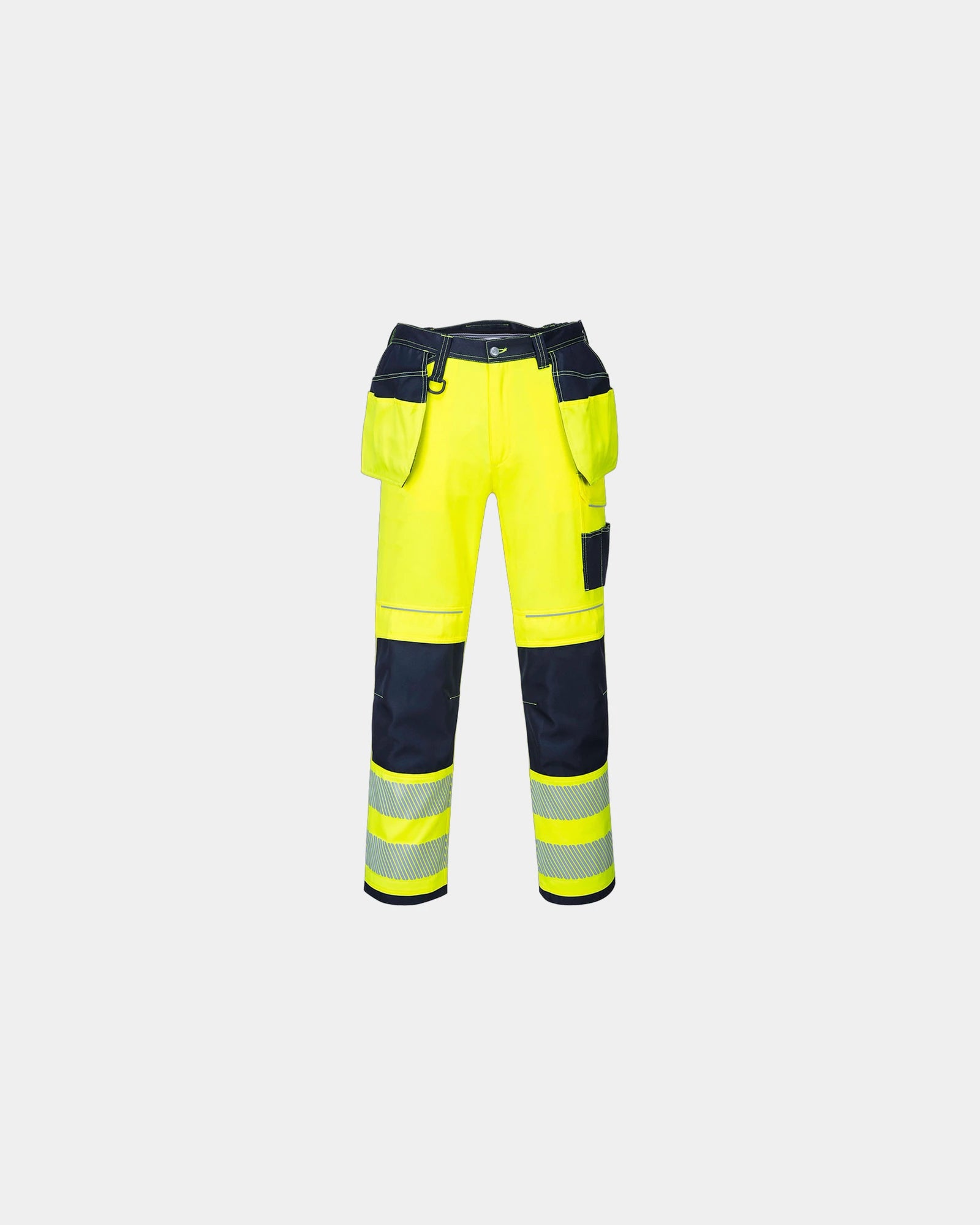 Promotional hi-vis trousers with multifunctional pockets - Yellow-Navy
