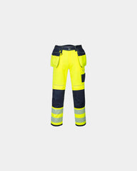 Promotional hi-vis trousers with multifunctional pockets - Yellow-Navy