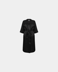 Custom satin kimono robe for women, 3/4 sleeves - Black