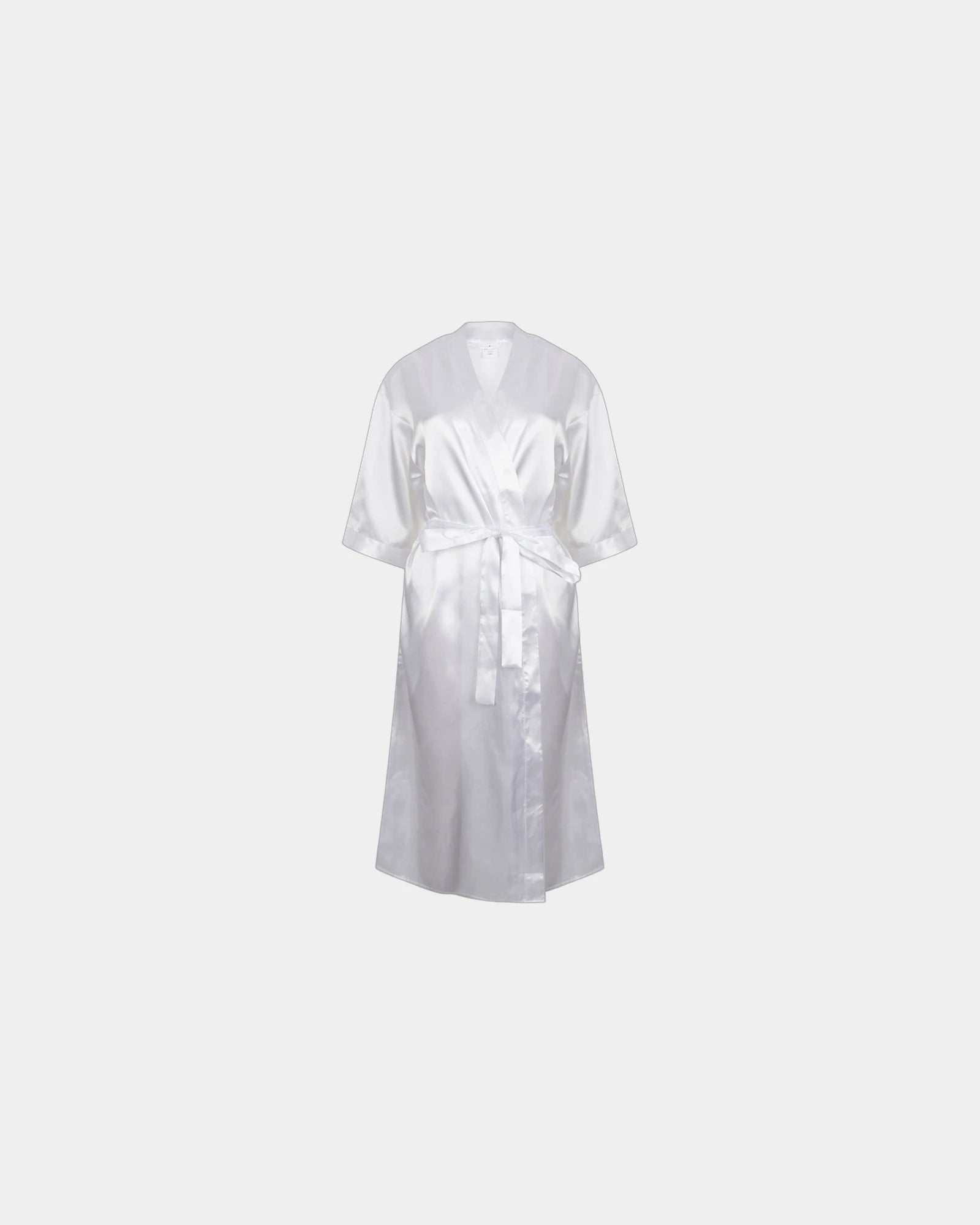 Custom satin kimono robe for women, 3/4 sleeves - White