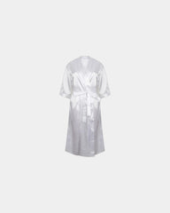 Custom satin kimono robe for women, 3/4 sleeves - White