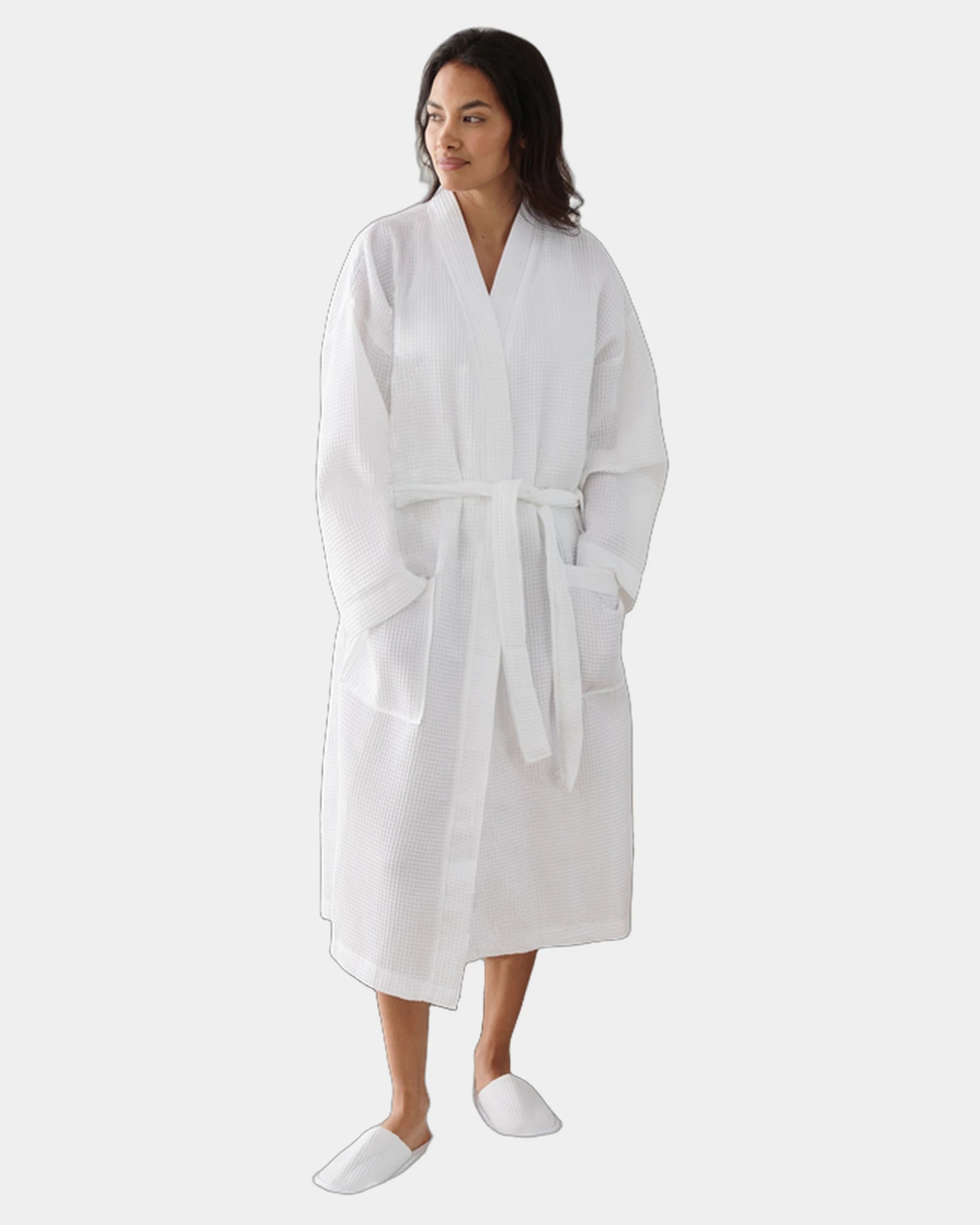 Custom kimono-style waffle robe with deep pockets - 3