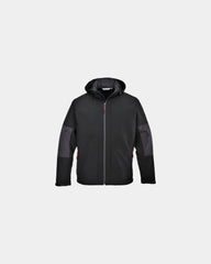Custom softshell jacket with hood - Black-Sky Blue
