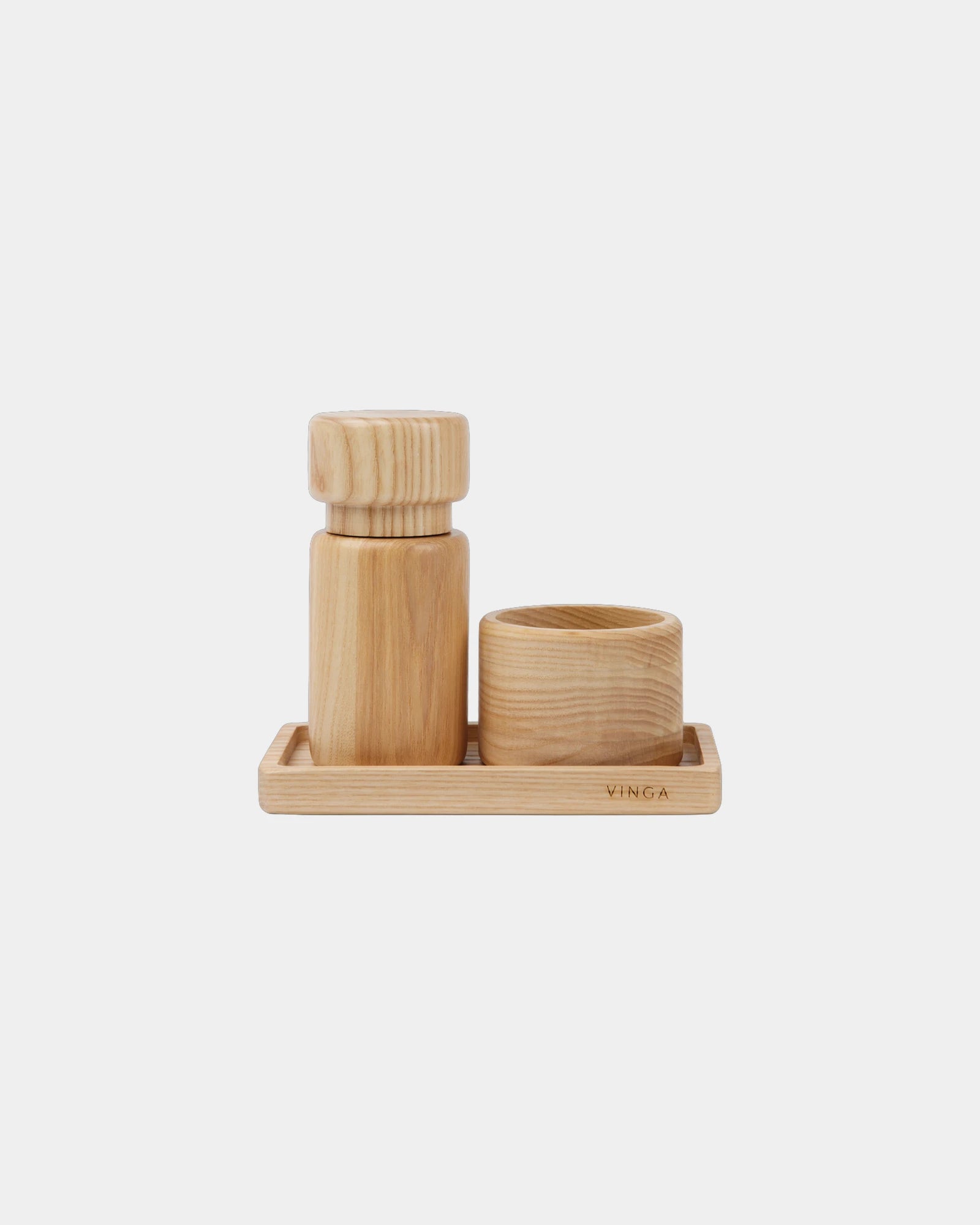 Custom eco-friendly Vinga Retro salt and pepper set - Brown