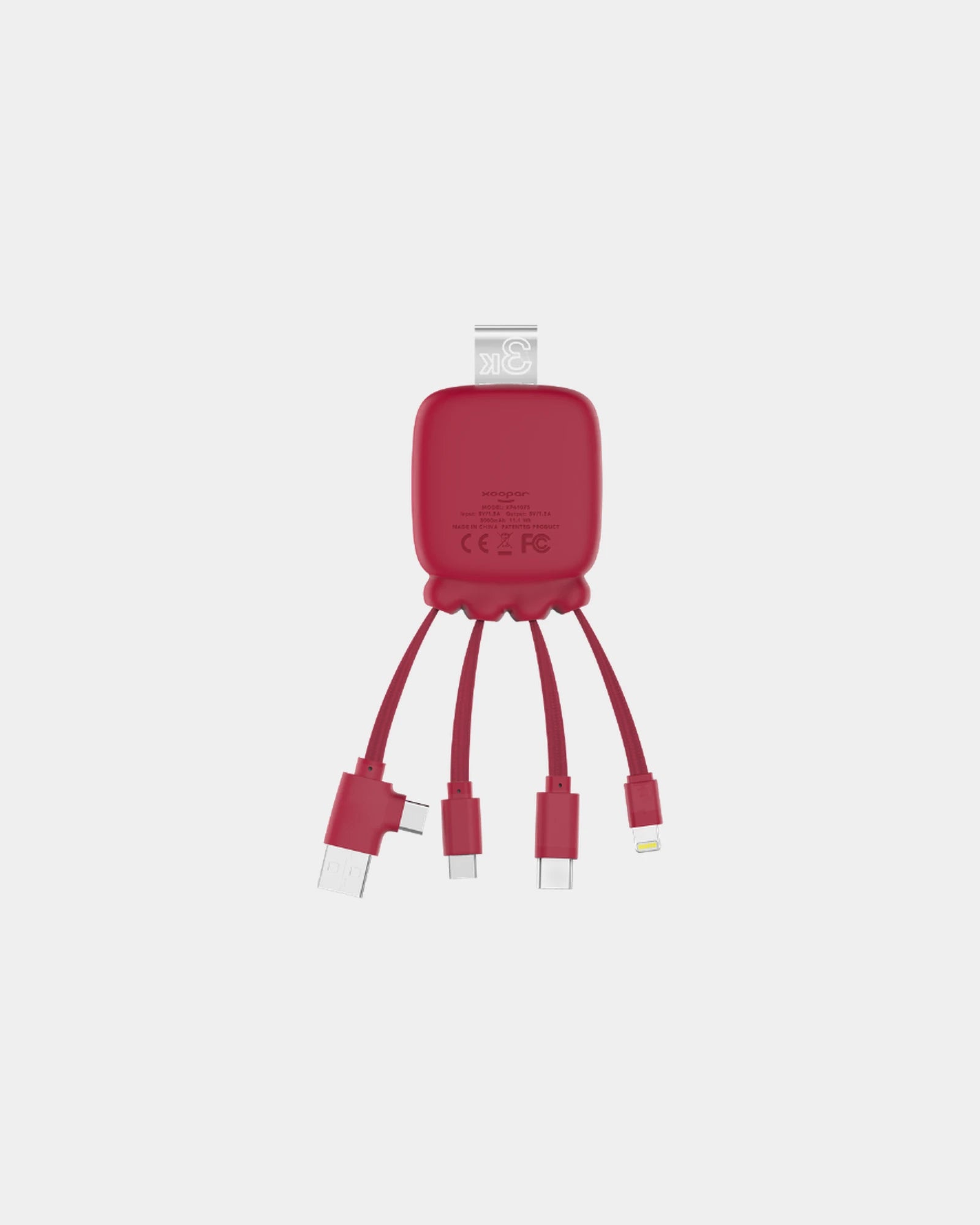 Promotional multi-cable power bank Gamma - Red